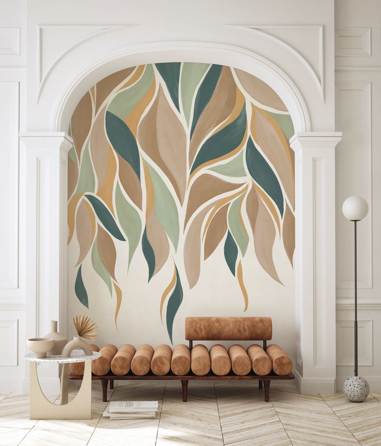 GRACILIS mural in brown with blue
