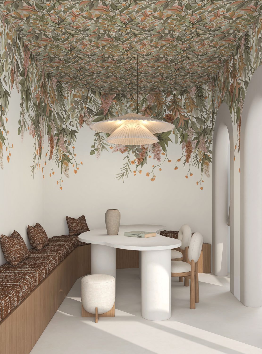 WISTERIA Mural green with pink