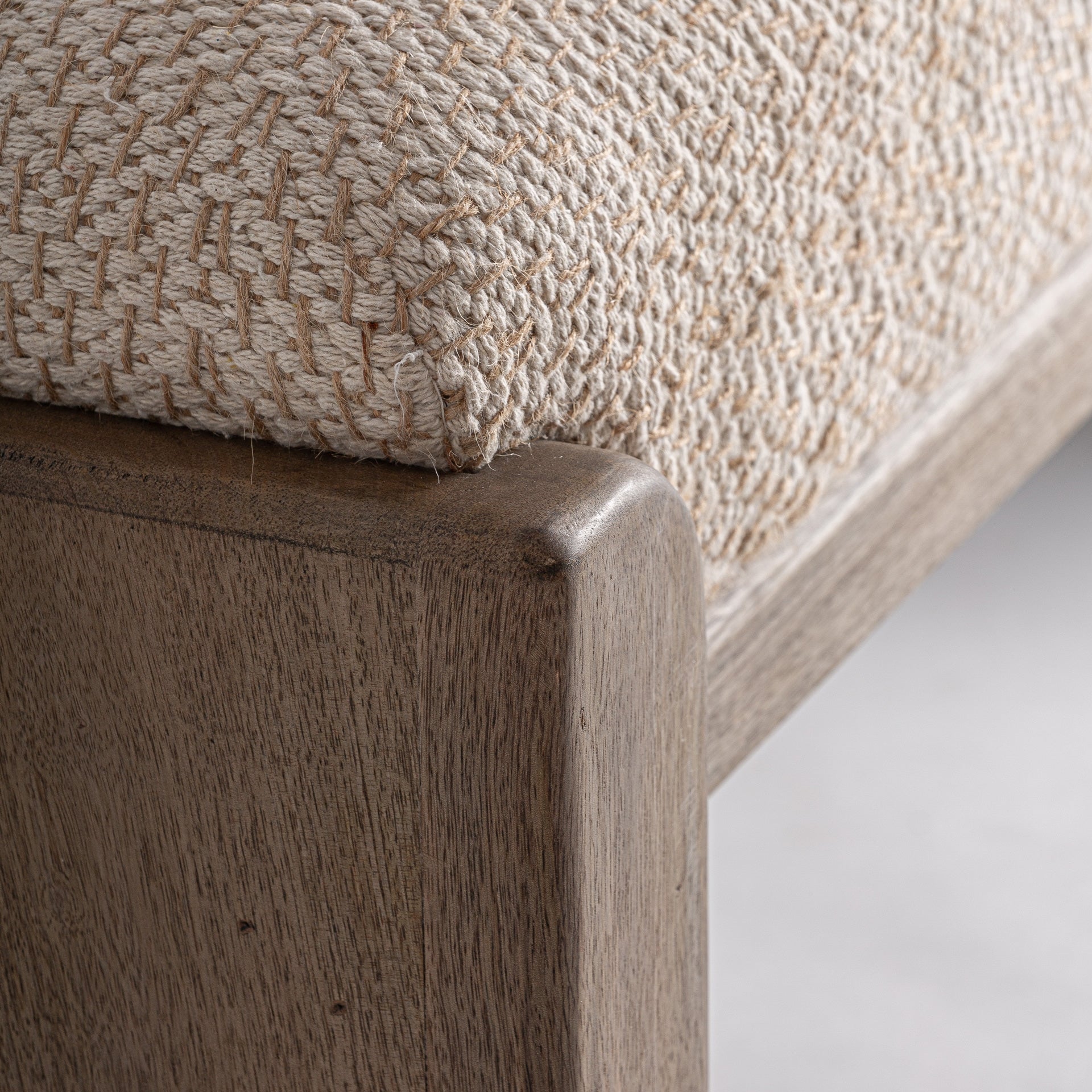 LIERMO Bench in Beige with Mango Wood Base