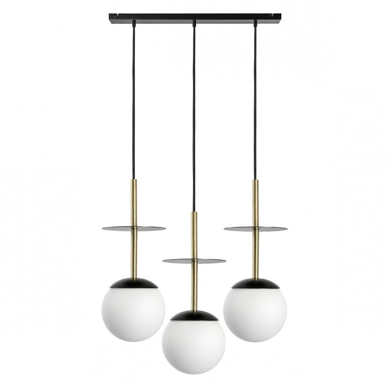 Lampa wisząca PLAAT 3L czarna z mosiądzem Ummo
