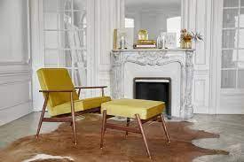Podnóżek FOX żółty w tkaninie Boucle Mustard 366 concept Eye on Design
