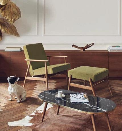 Podnóżek FOX żółty w tkaninie Boucle Mustard 366 concept Eye on Design