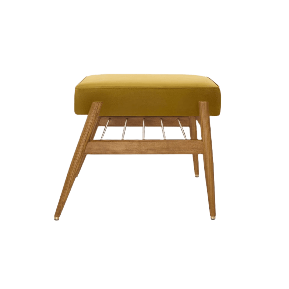 Podnóżek FOX żółty w tkaninie Shine Velvet Mustard 366 concept Eye on Design