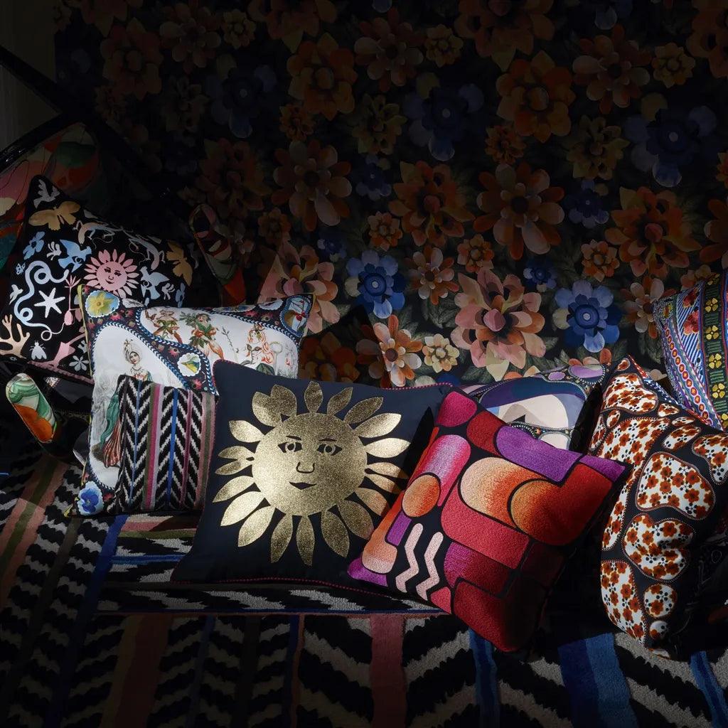 Poduszka dwustronna JAIPUR STRIPE AZUR bawełniana satyna Christian Lacroix Eye on Design