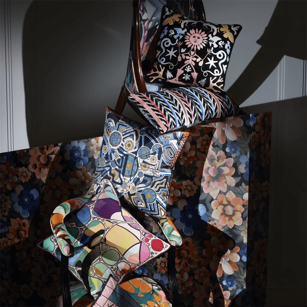Poduszka dwustronna JAIPUR STRIPE AZUR bawełniana satyna Christian Lacroix Eye on Design