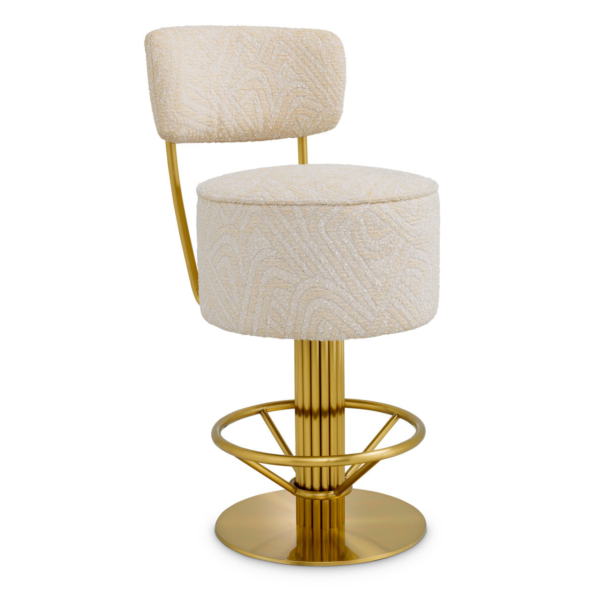 Low stool CARLETON in cream with a gold base