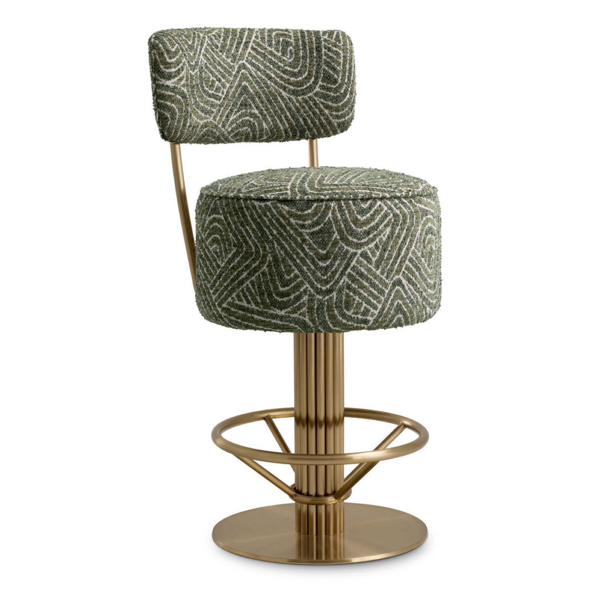 Low stool CARLETON green with a gold base