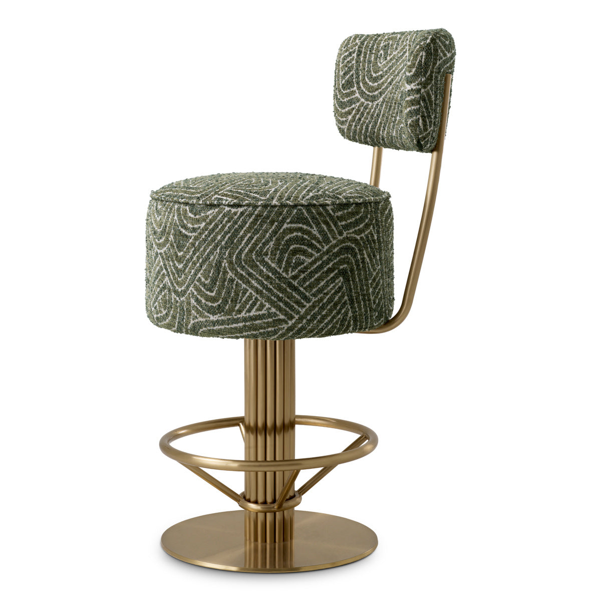 Low stool CARLETON green with a gold base