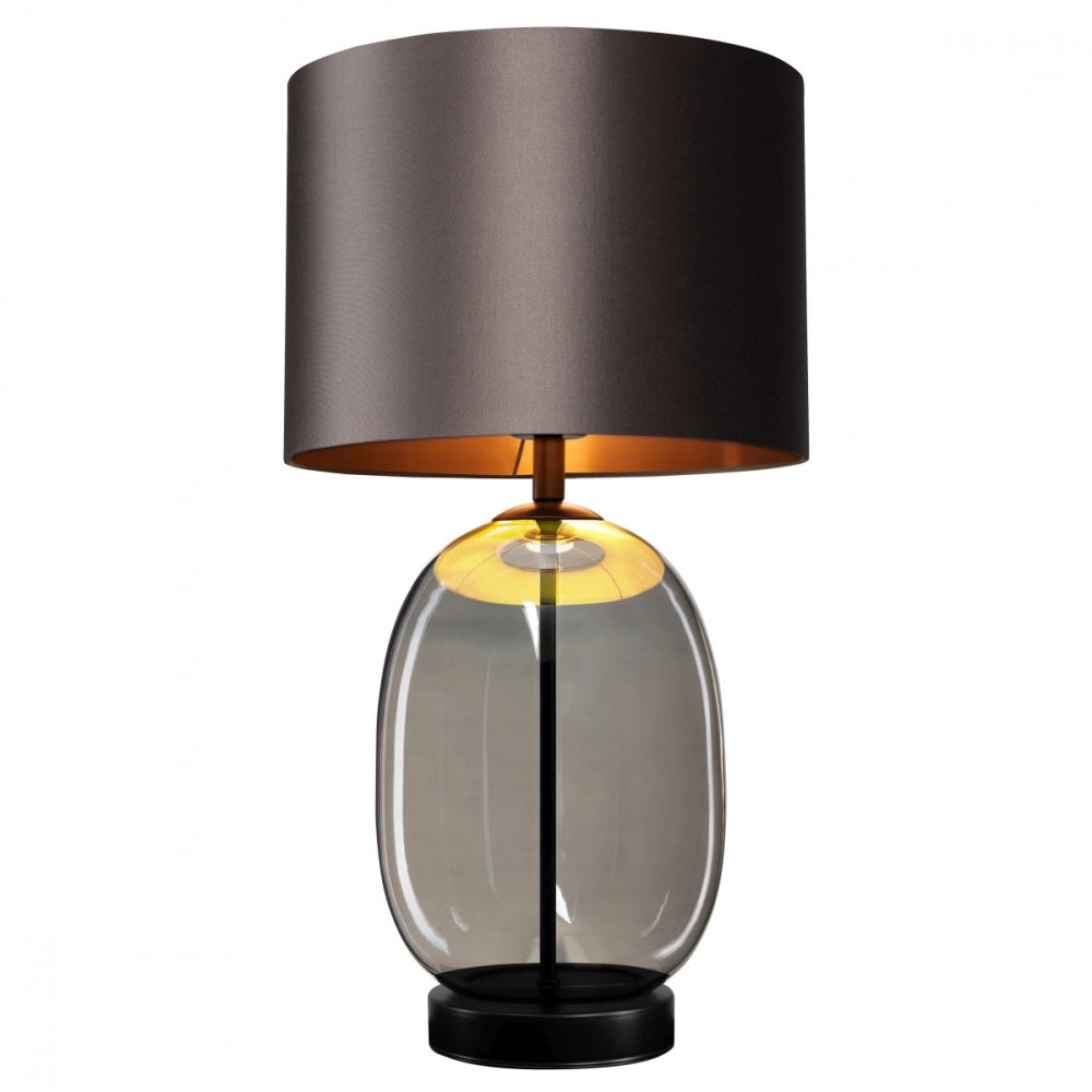 SALVADOR table lamp with smoked glass, graphite shade, and black finish
