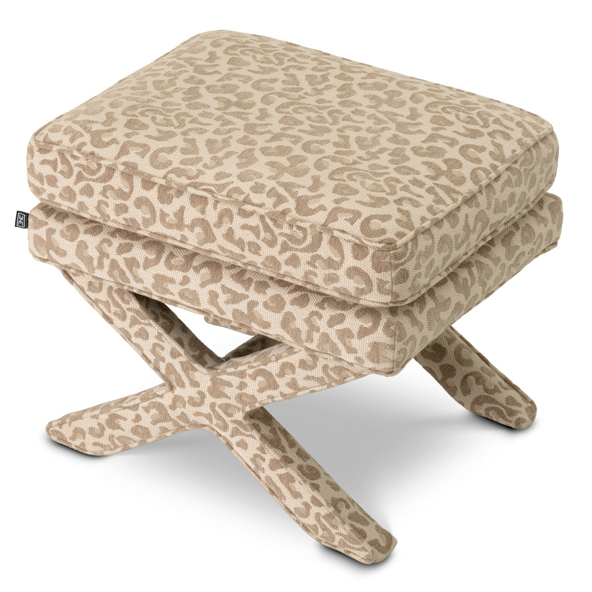 CORDOBA Beige Taboret with Leopard Print