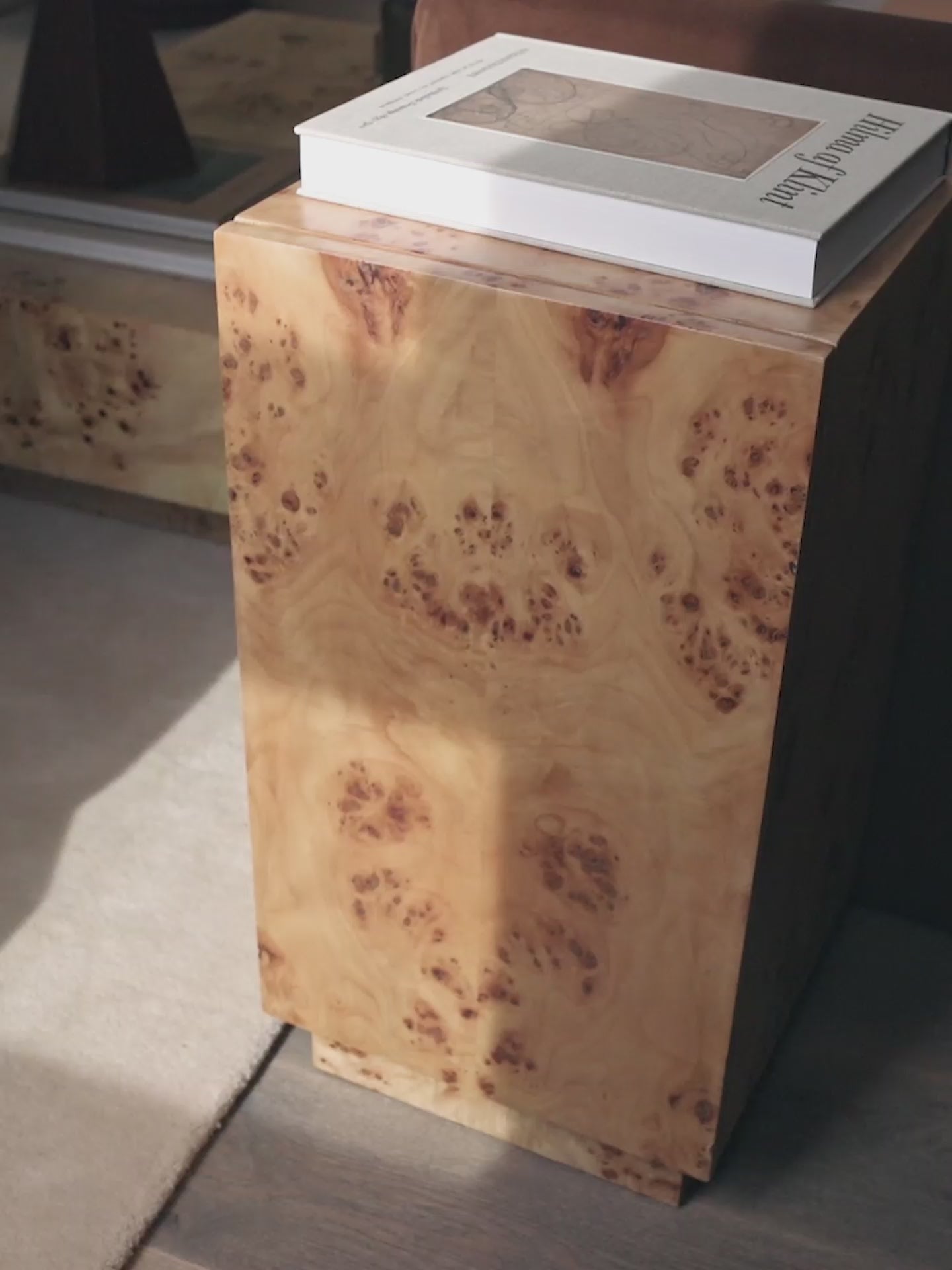 BURL veneer side table with poplar burl