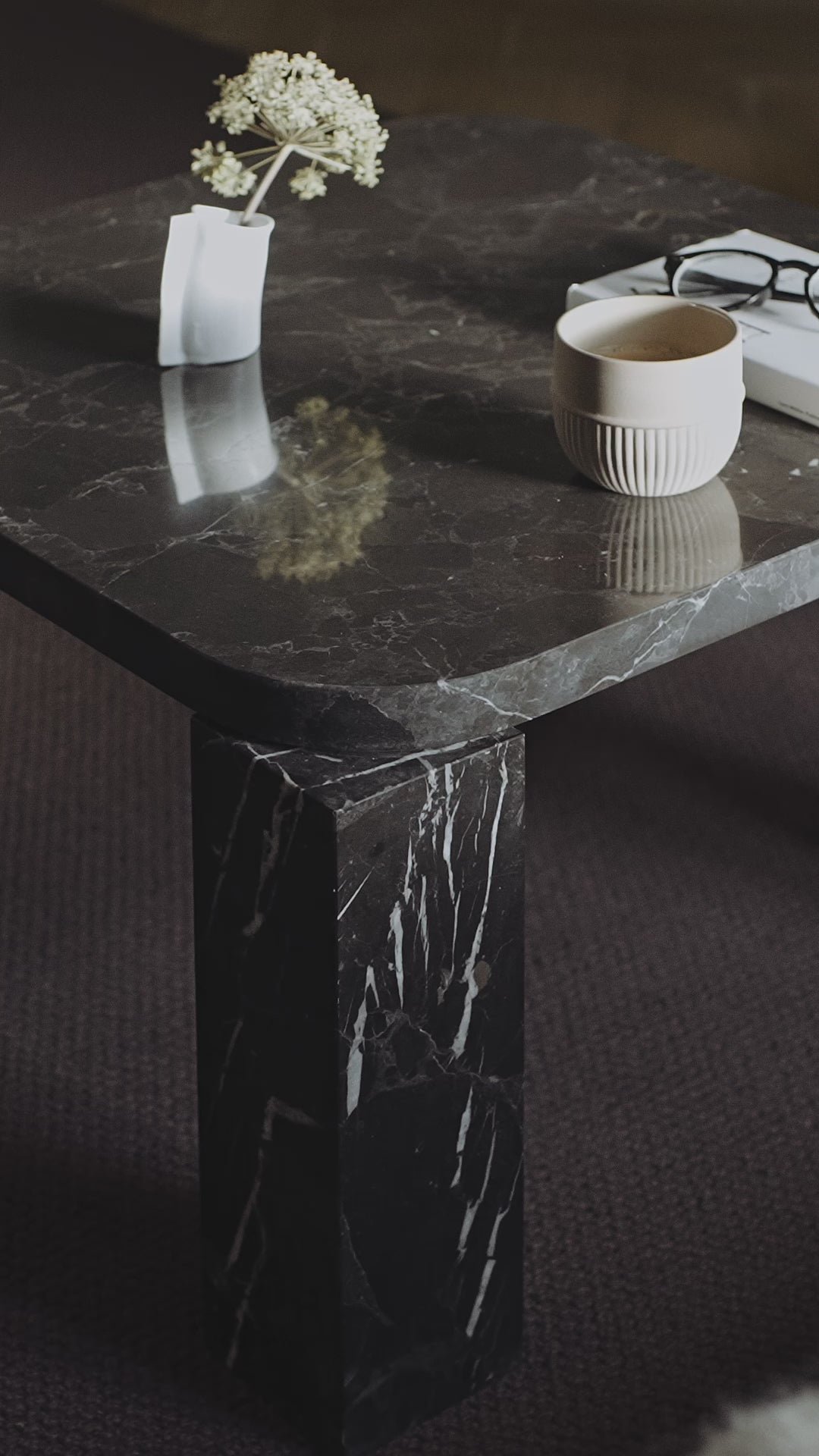 Coffee table Atlas black travertine