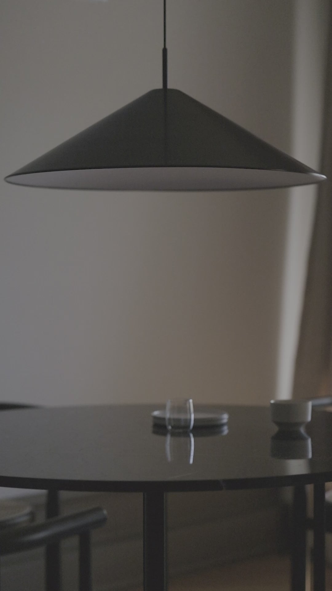 Black brolly hanging lamp