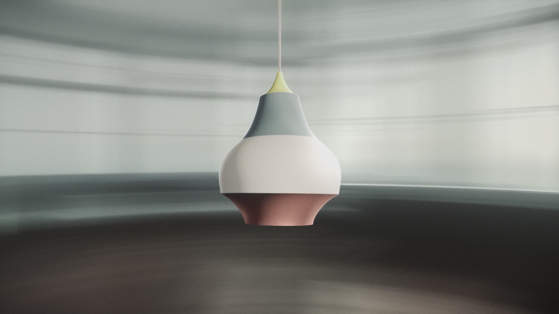 Pendant lamp CIRQUE copper-white-blue with yellow tip