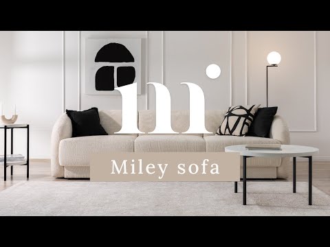 Right-sided panoramic sofa in the szenil fabric of 6-seater Miley Beige