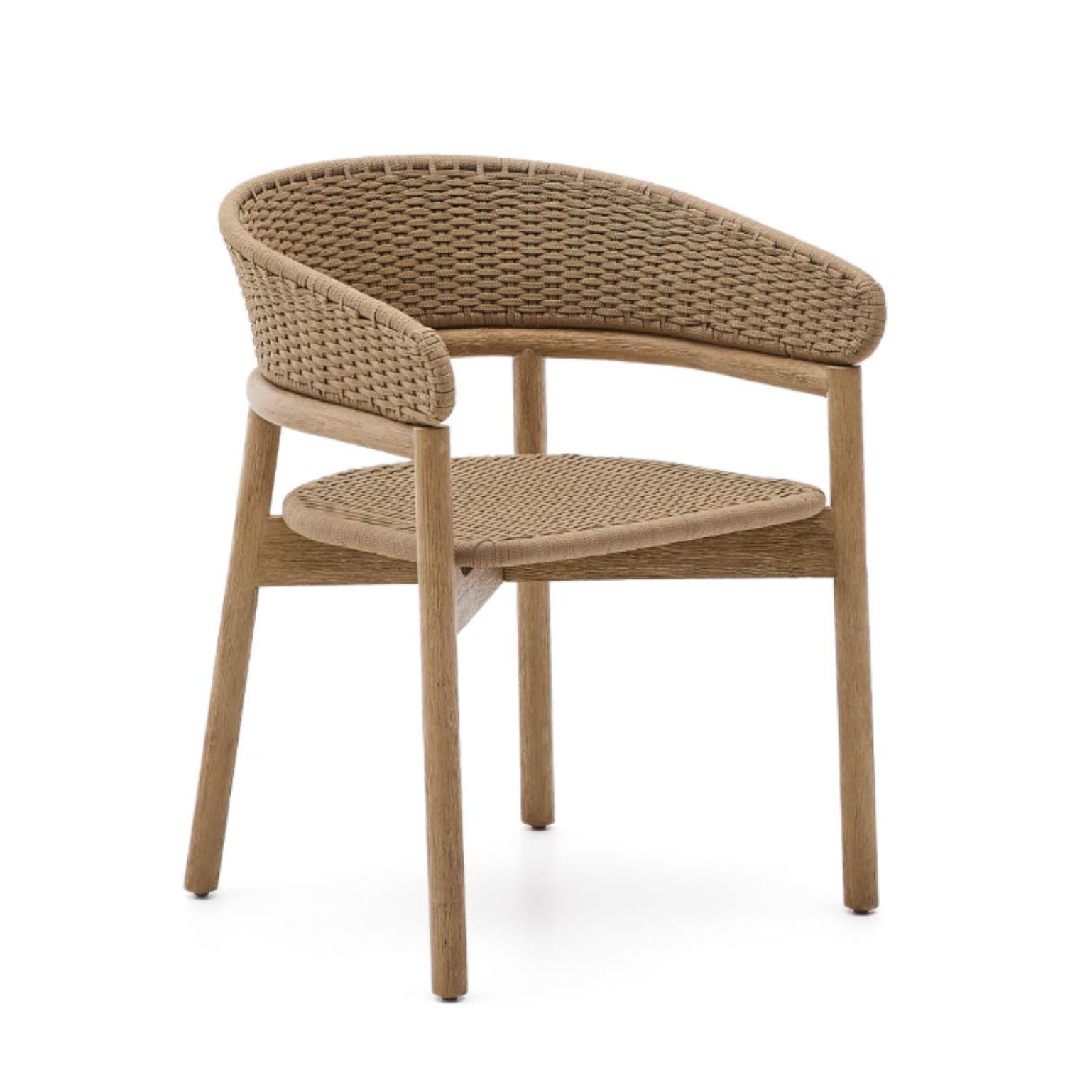 Arinella externer Stuhl Festes Akazienholz mit einem beige Seil