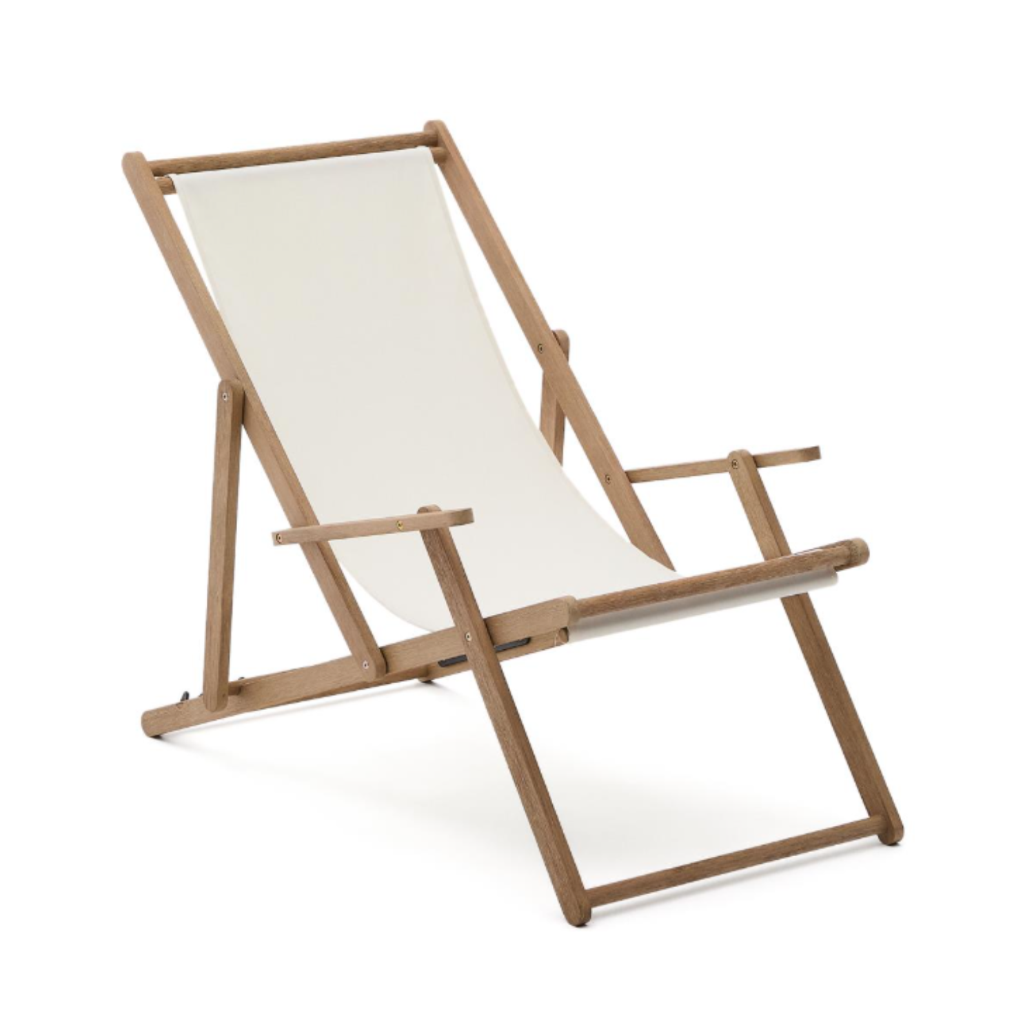 Villara white deckchair with acacia base