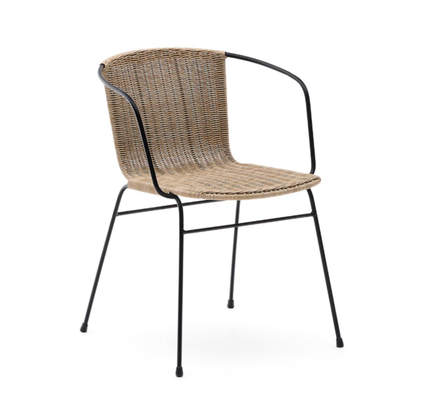ELTIERA Outdoor Chair Synthetic Rattan with Steel Armrests and Base