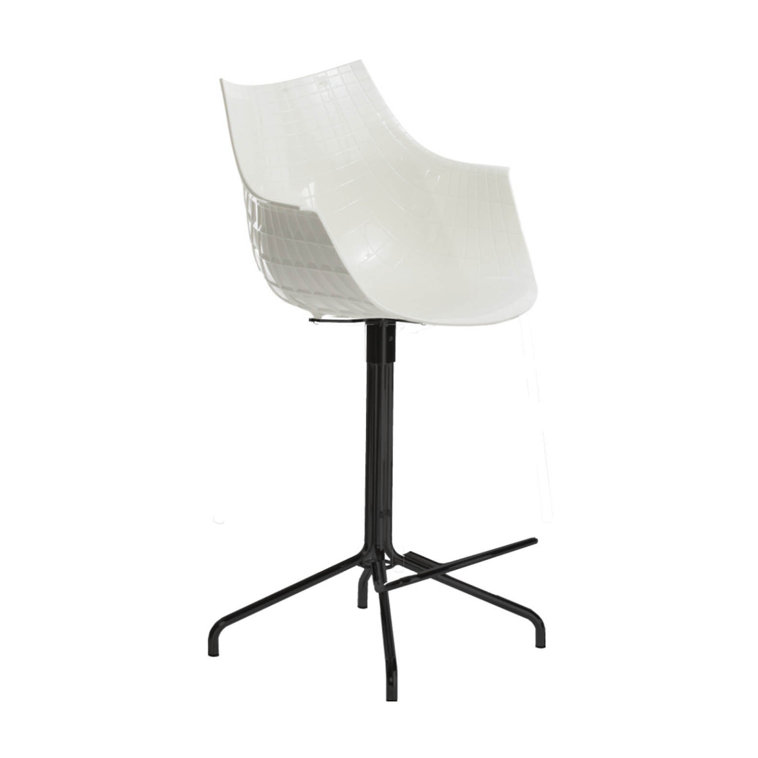 White Meridiana Hocker mit einer schwarzen Basis