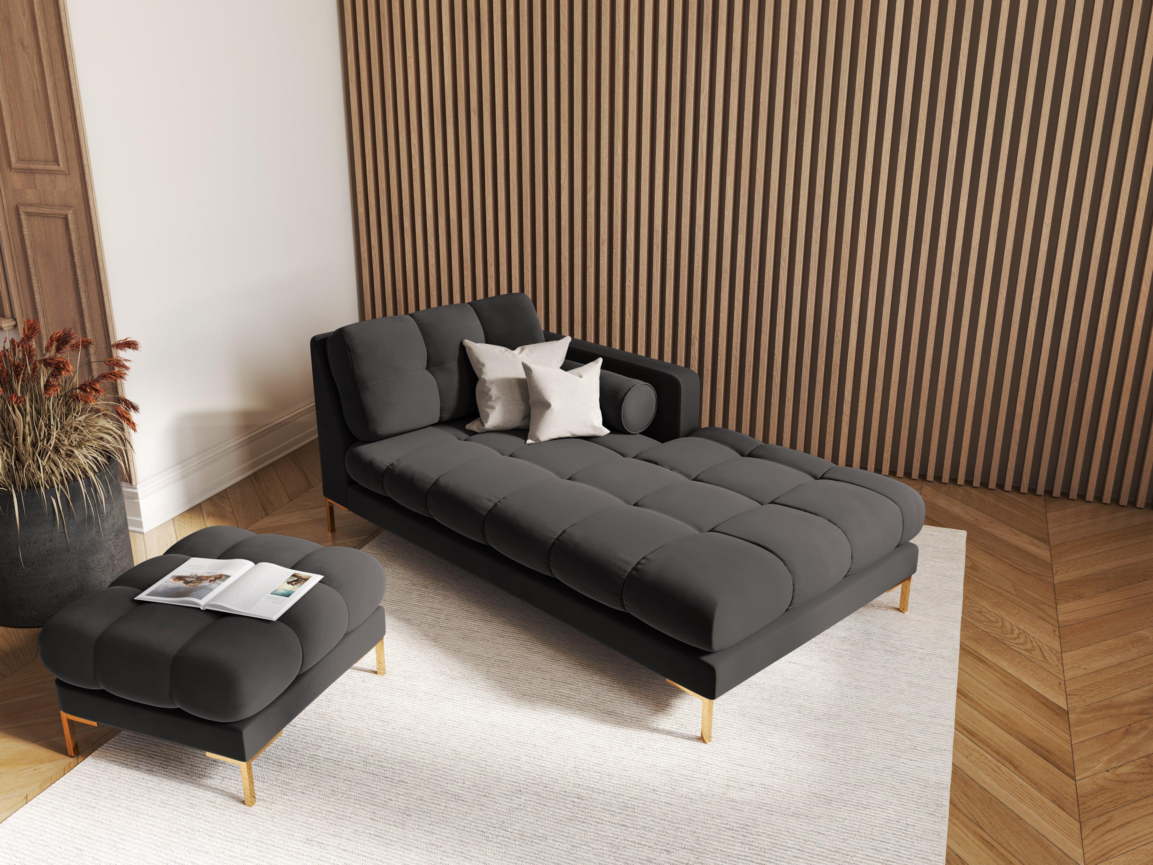 Puf aksamitny BALI ciemnoszary ze złotą podstawą Cosmopolitan Design Eye on Design