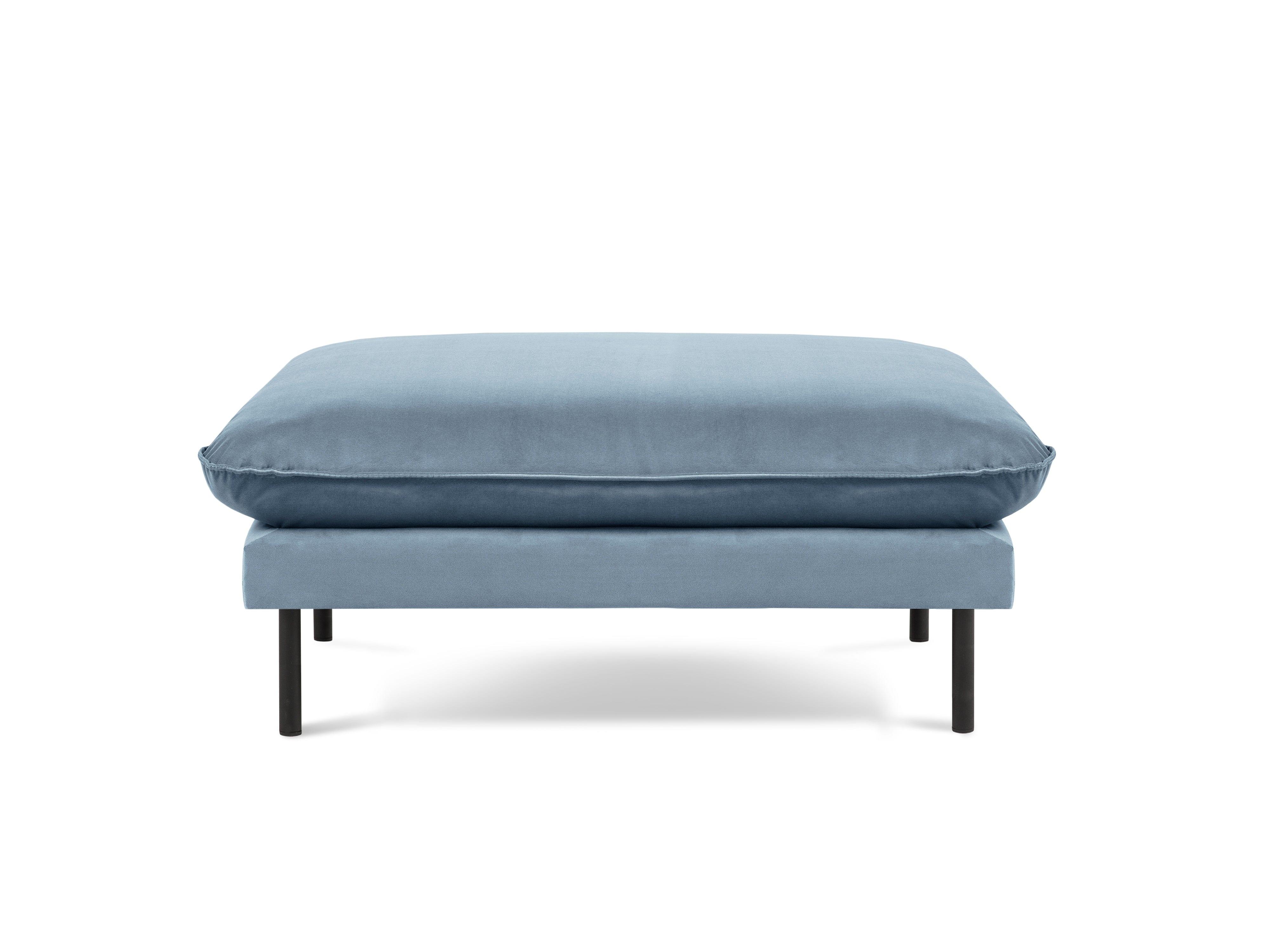 Puf aksamitny VIENNA jasnoniebieski z czarną podstawą Cosmopolitan Design Eye on Design