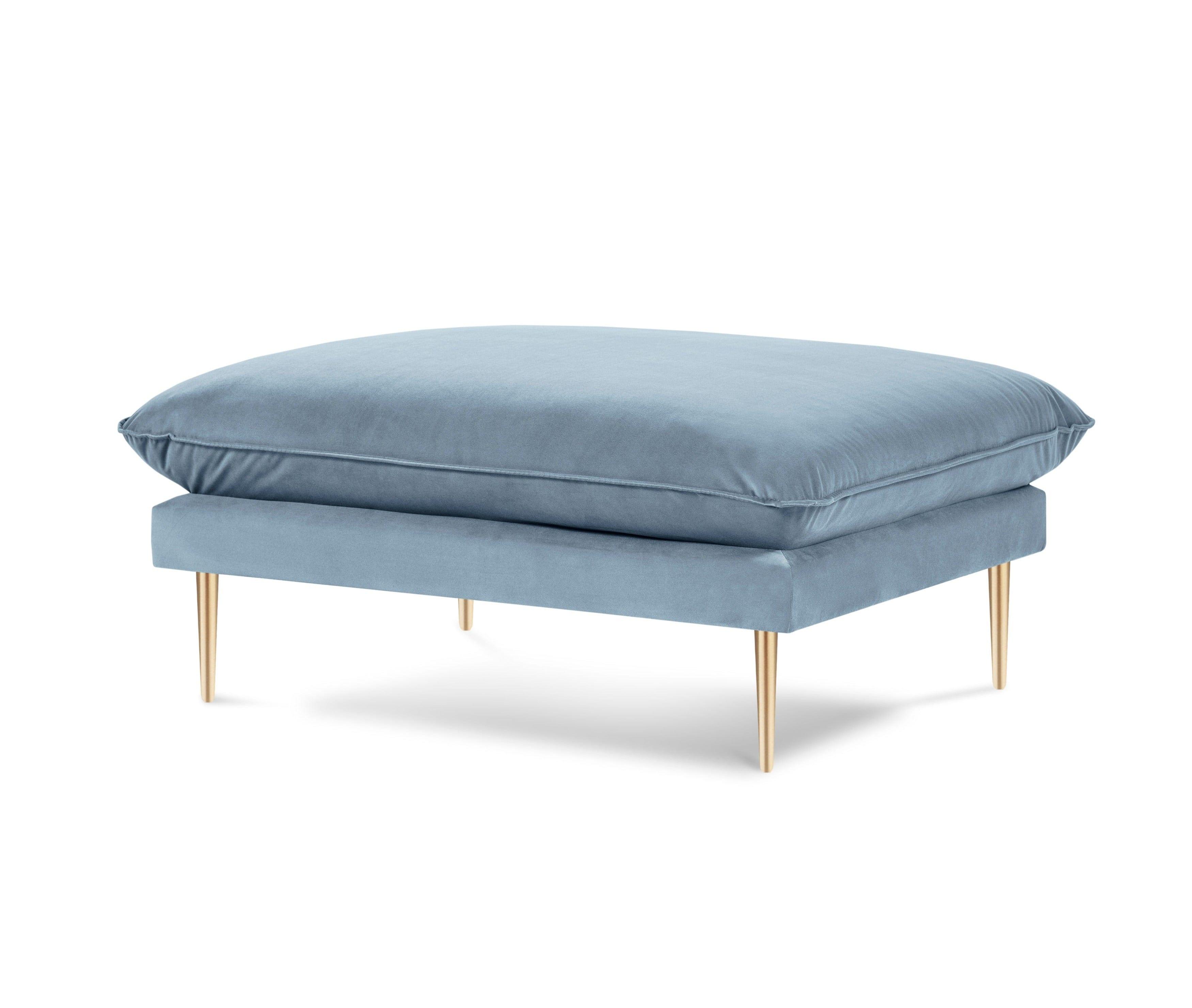 Puf aksamitny VIENNA jasnoniebieski ze złotą podstawą Cosmopolitan Design Eye on Design