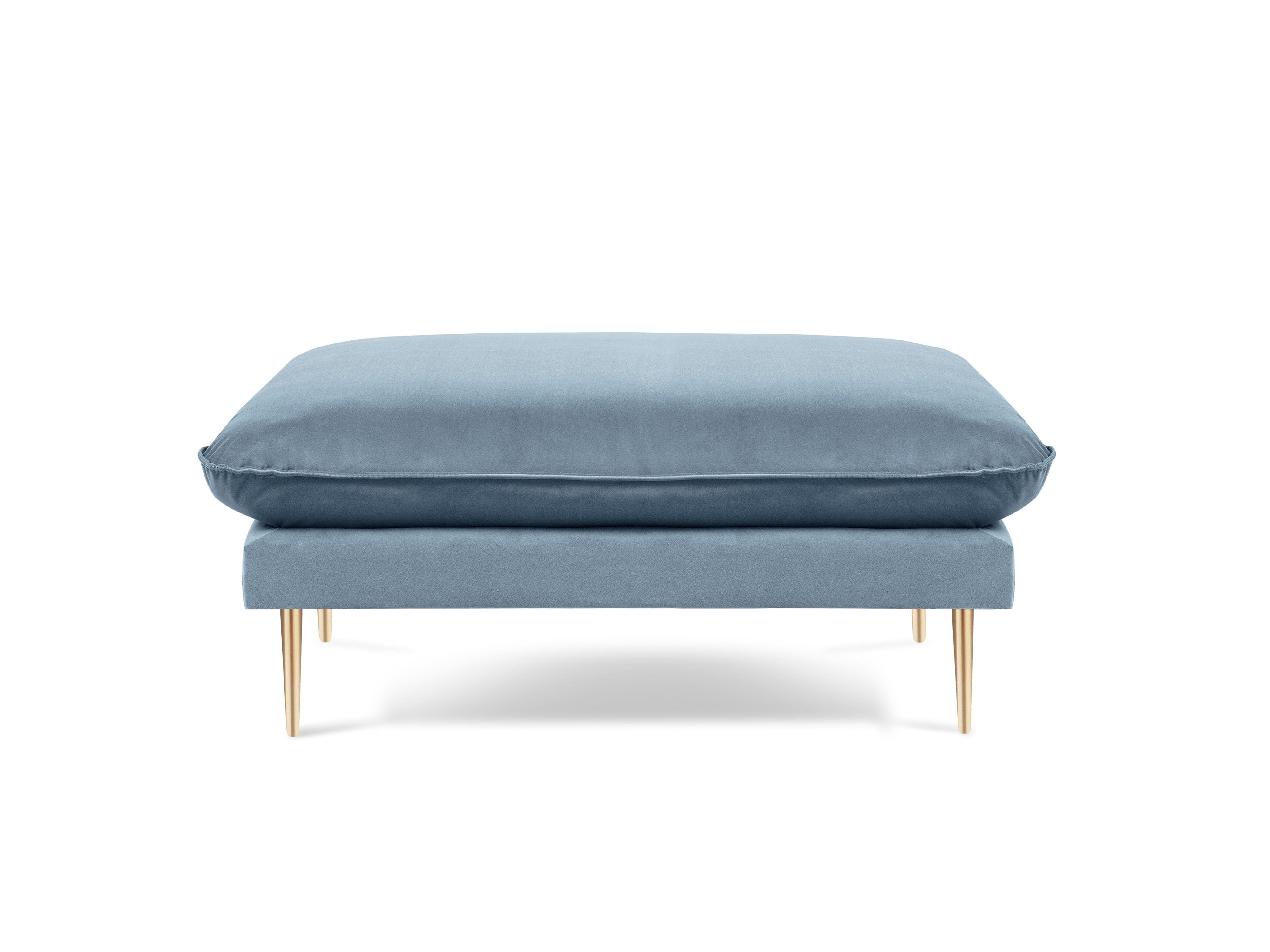 Puf aksamitny VIENNA jasnoniebieski ze złotą podstawą Cosmopolitan Design Eye on Design