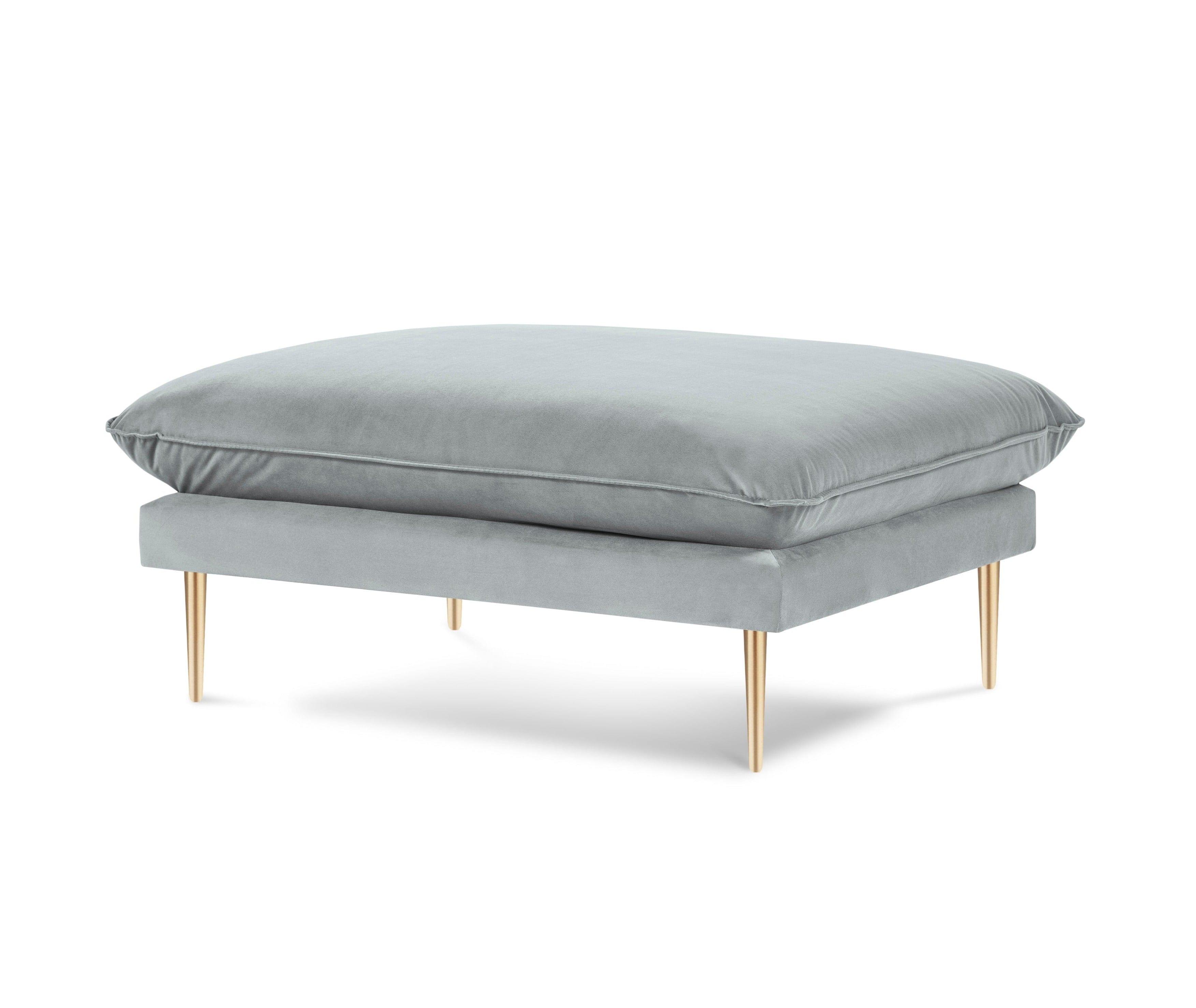 Puf aksamitny VIENNA jasnoszary ze złotą podstawą Cosmopolitan Design Eye on Design