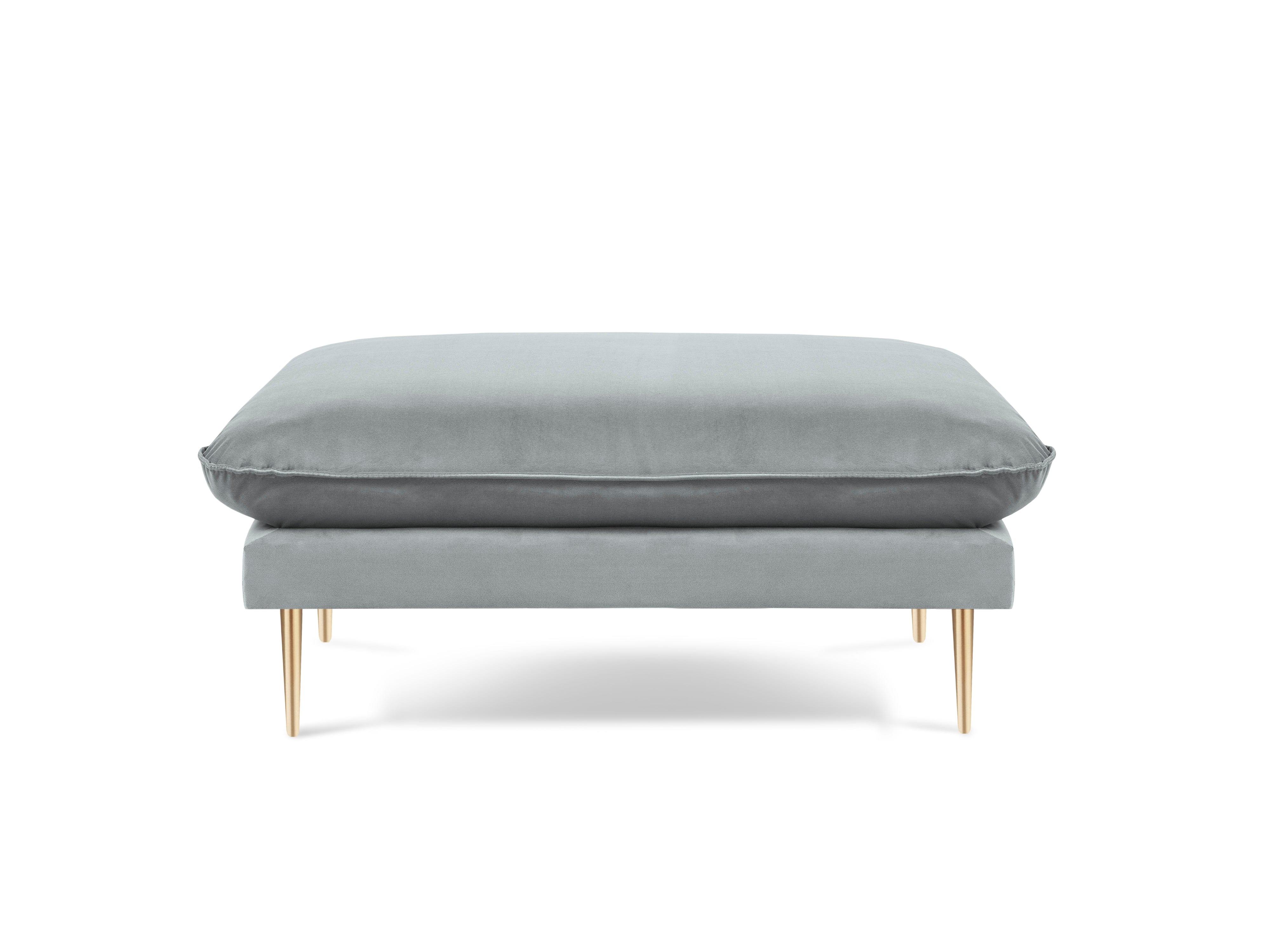 Puf aksamitny VIENNA jasnoszary ze złotą podstawą Cosmopolitan Design Eye on Design