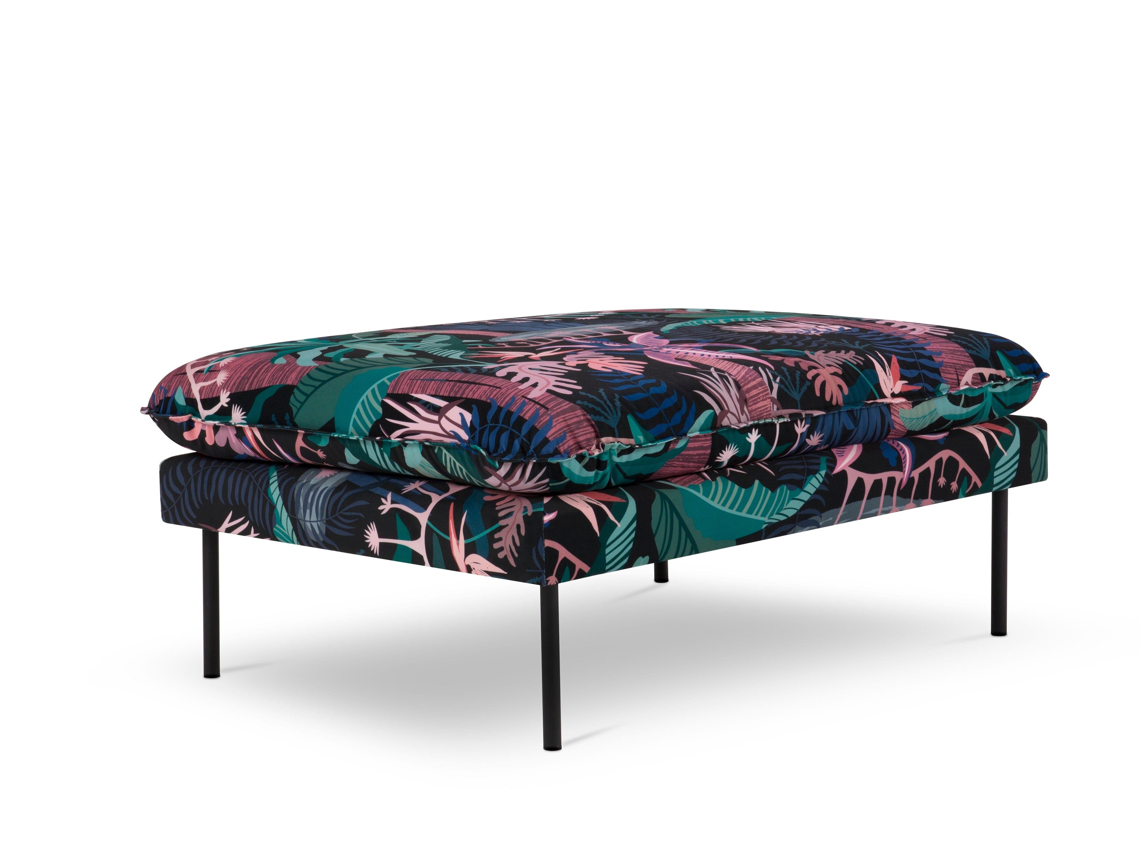 Puf aksamitny VIENNA motyw egzotyczny z czarną podstawą Cosmopolitan Design Eye on Design