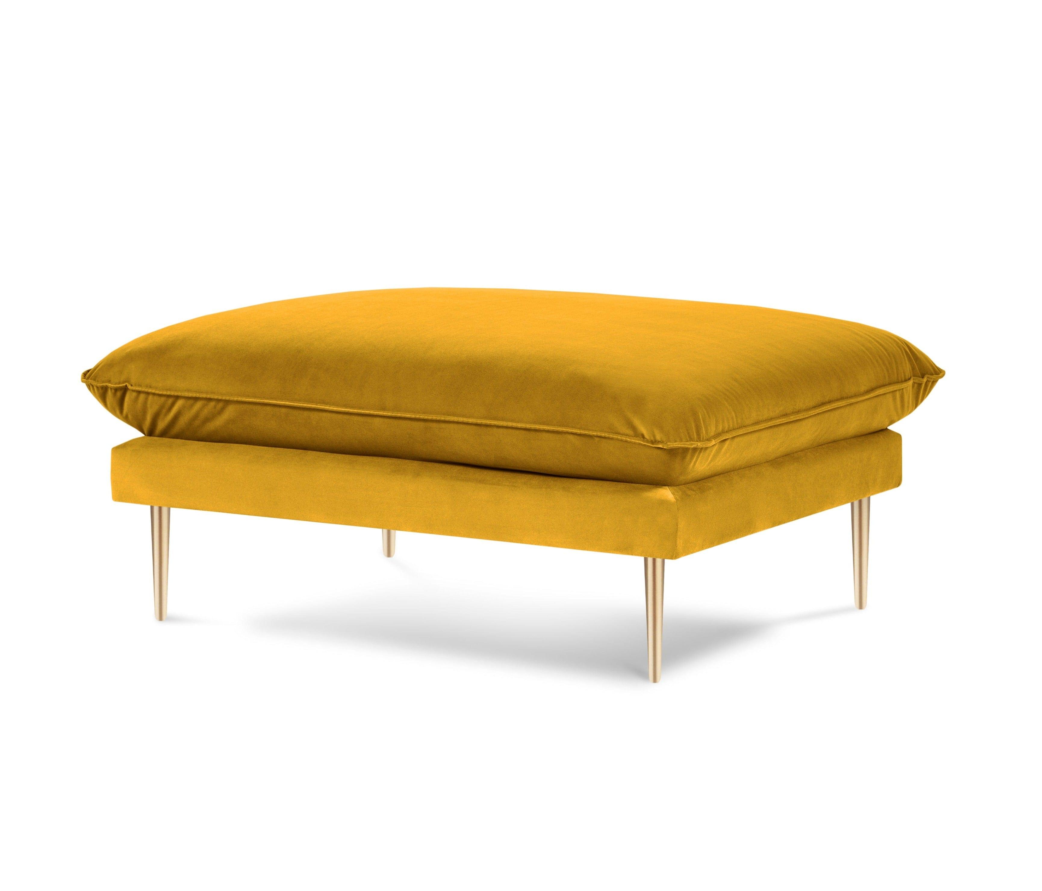 Puf aksamitny VIENNA żółty ze złotą podstawą Cosmopolitan Design Eye on Design