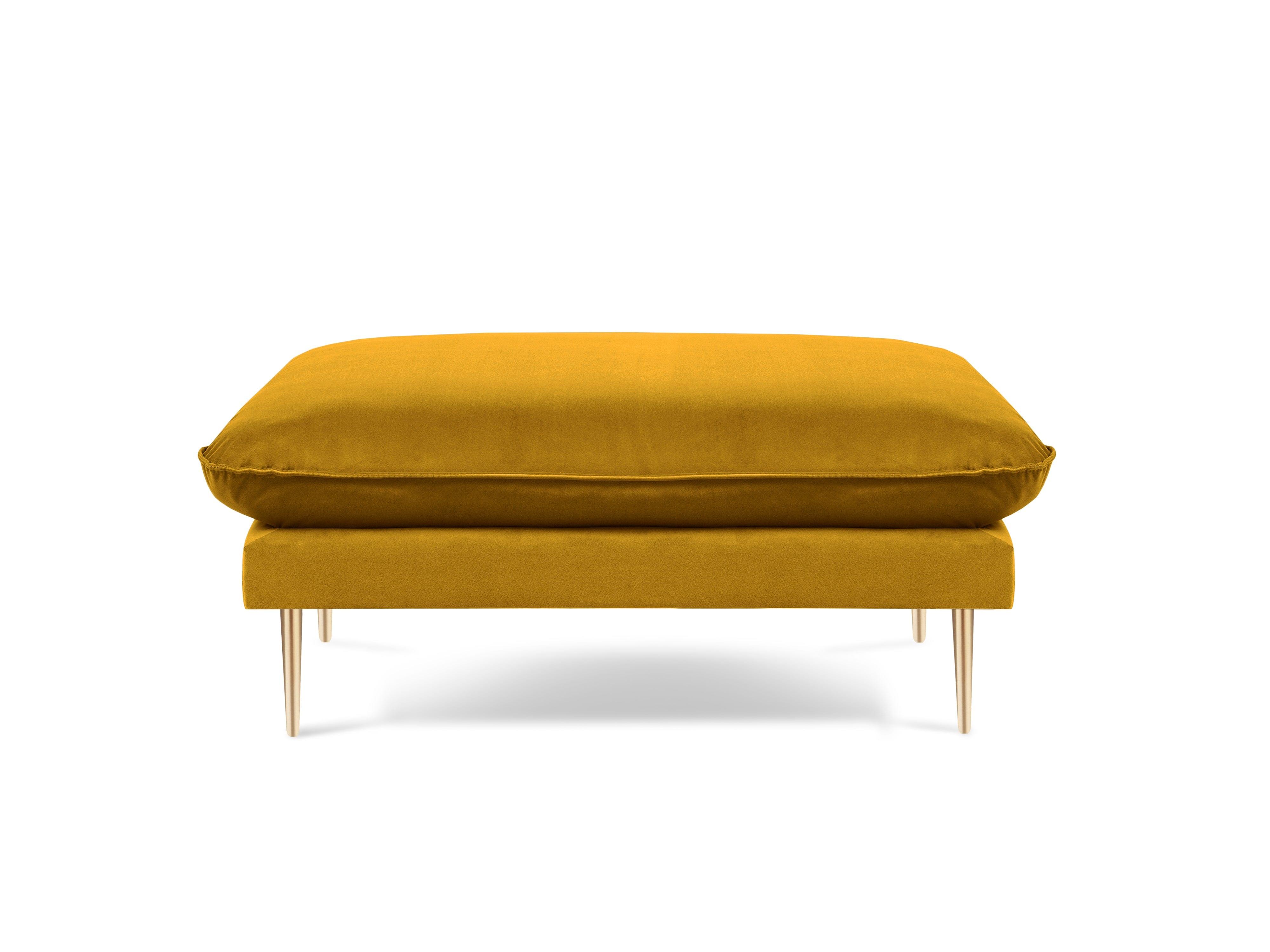 Puf aksamitny VIENNA żółty ze złotą podstawą Cosmopolitan Design Eye on Design