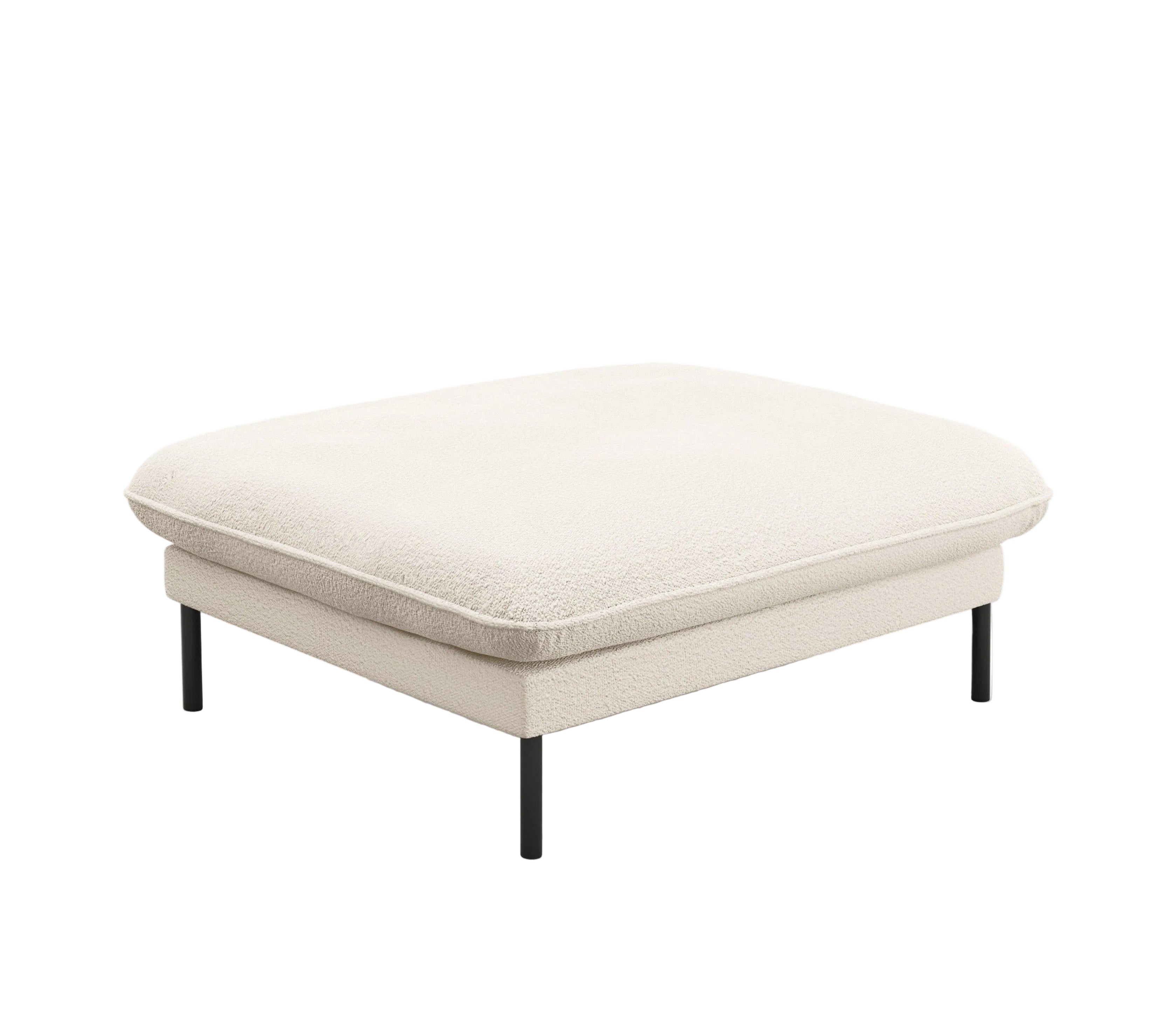 Puf w tkaninie boucle VIENNA beżowy z czarną podstawą Cosmopolitan Design Eye on Design