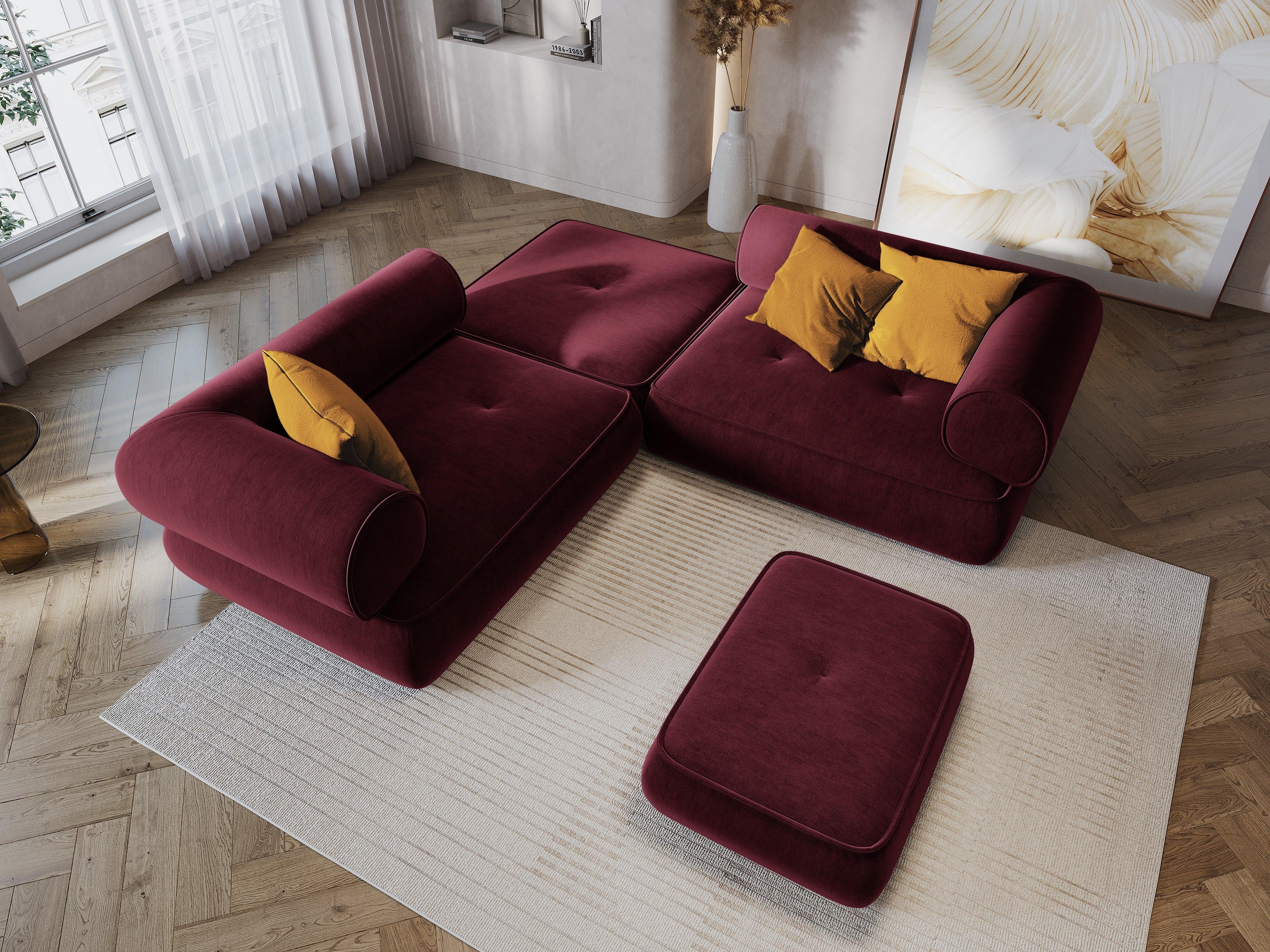 Puf w tkaninie szenilowej LILY burgundowy Maison Heritage Eye on Design