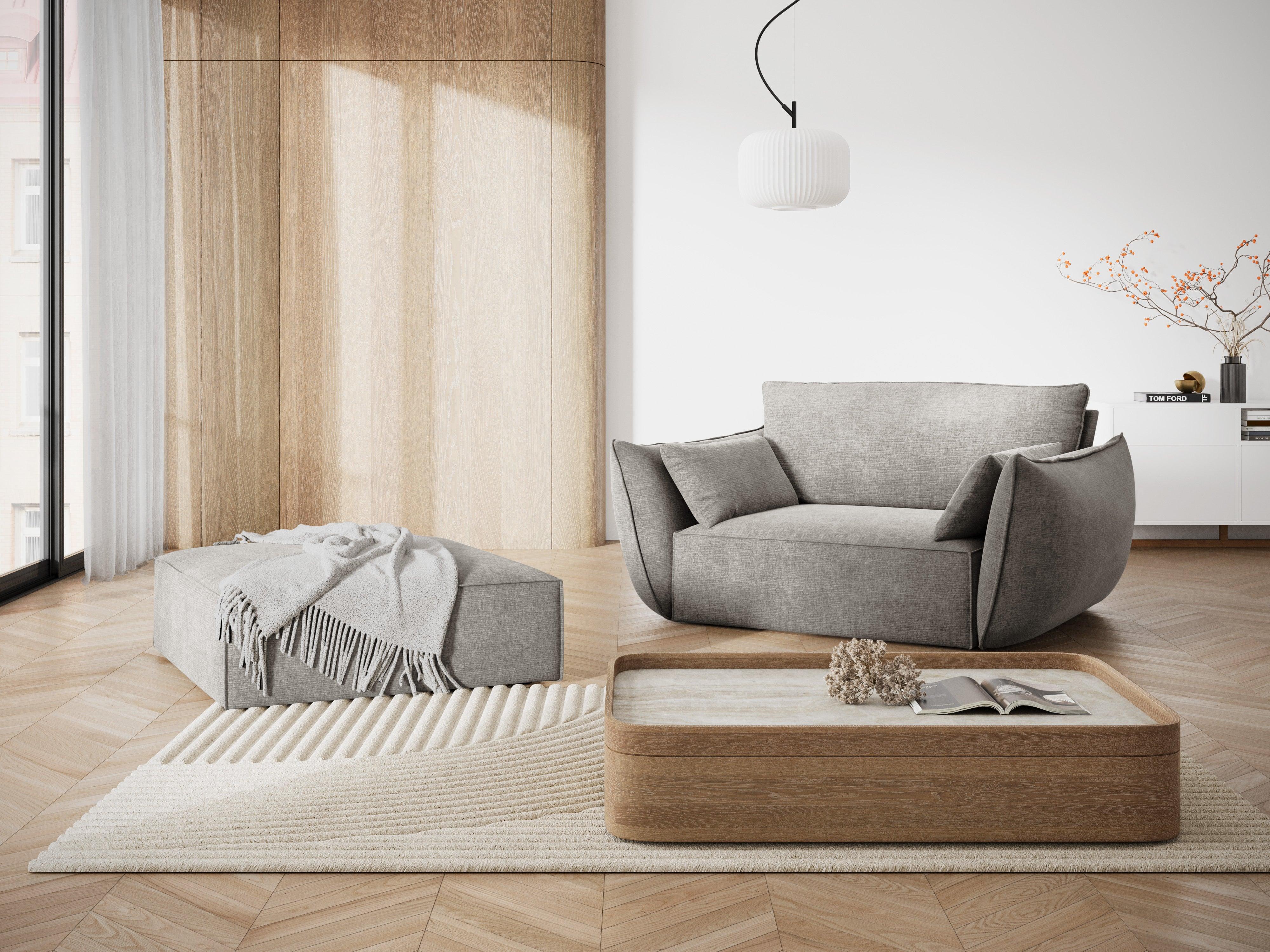 Puf w tkaninie szenilowej VANDA jasnoszary Mazzini Sofas Eye on Design