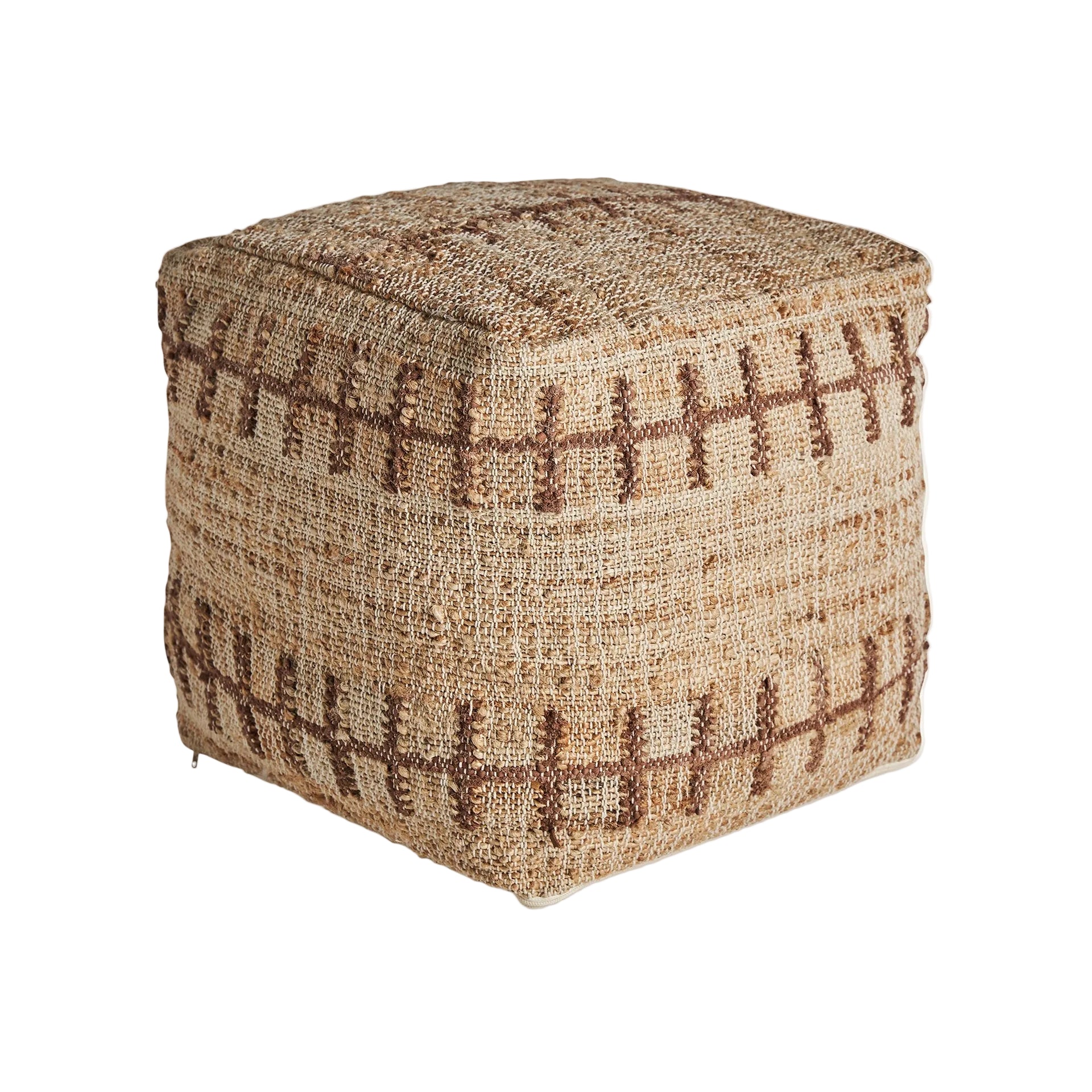 Beige Pouf MITTET with Brown