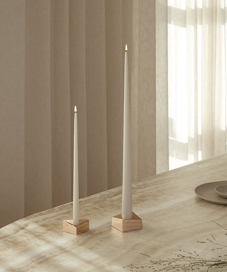 Set of 4 candles stoff nagel white