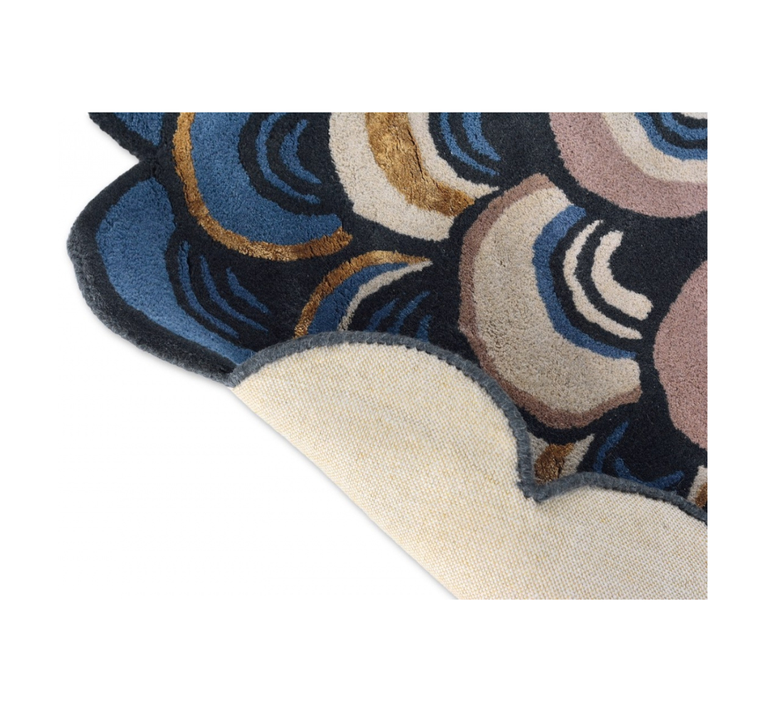 MASQUERADE ROUND BLUE runder Teppich blau