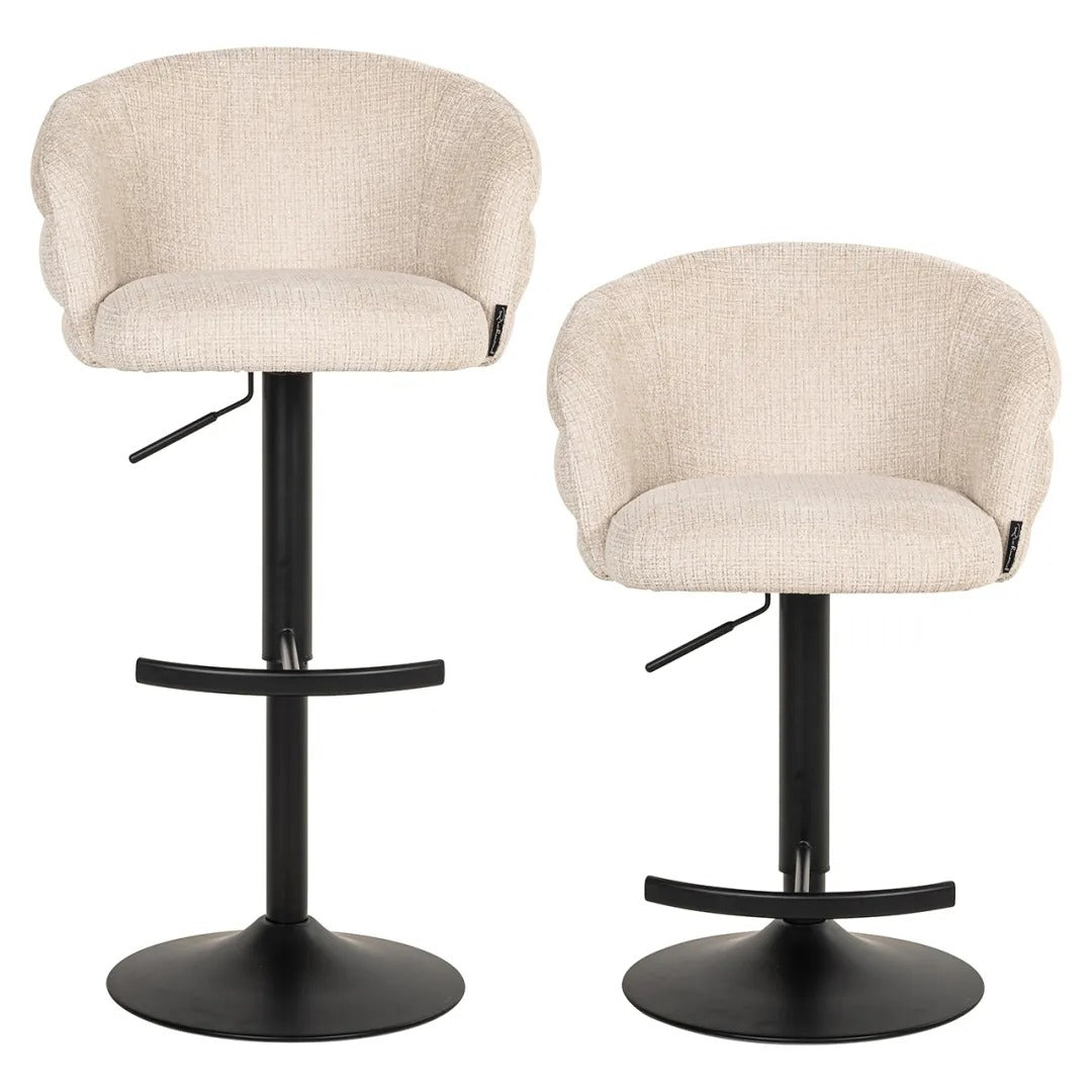 Barhocker NIKKI beige mit schwarzem Fuß