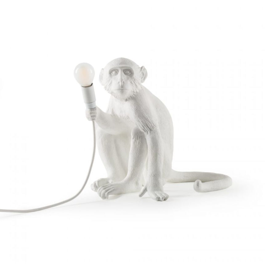 MONKEY SITTING Tischleuchte weiß