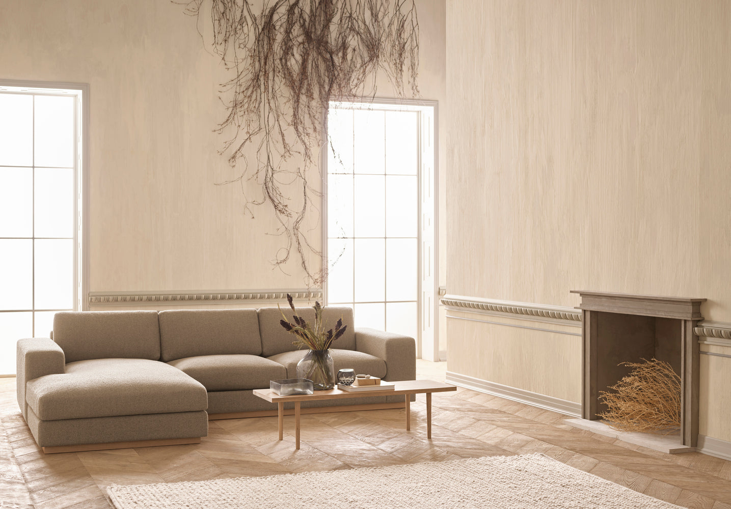 Eine 4-Personen-Sepia-Ecke mit einer dunklen Basis