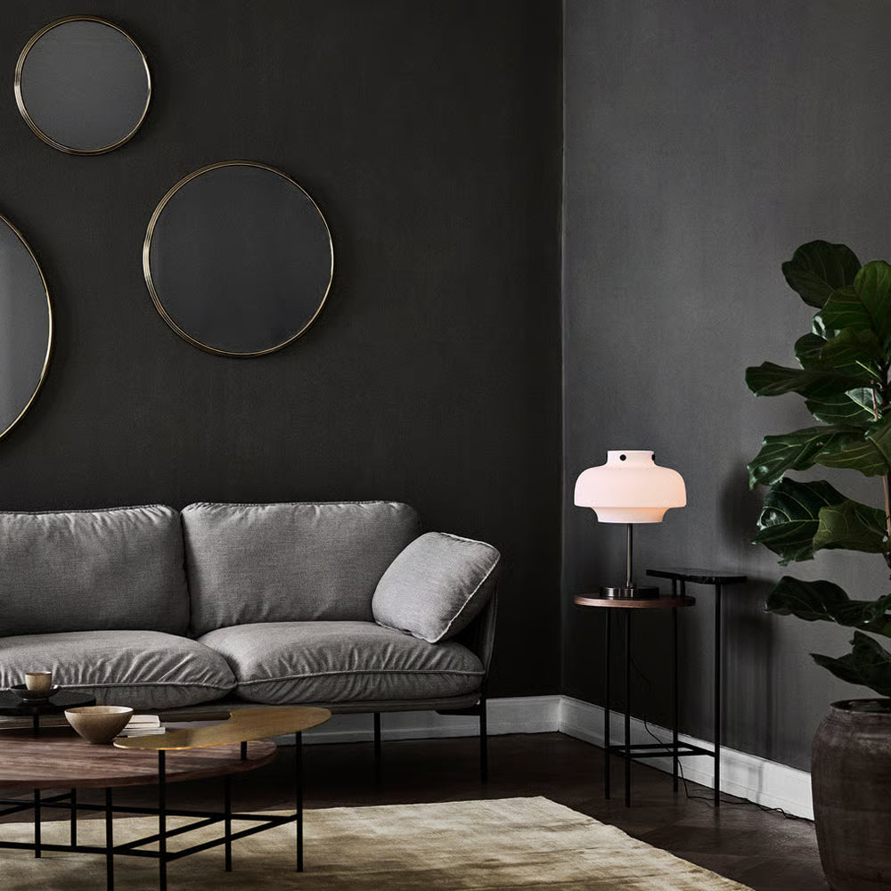 Round wall mirror SILLON with a brass frame