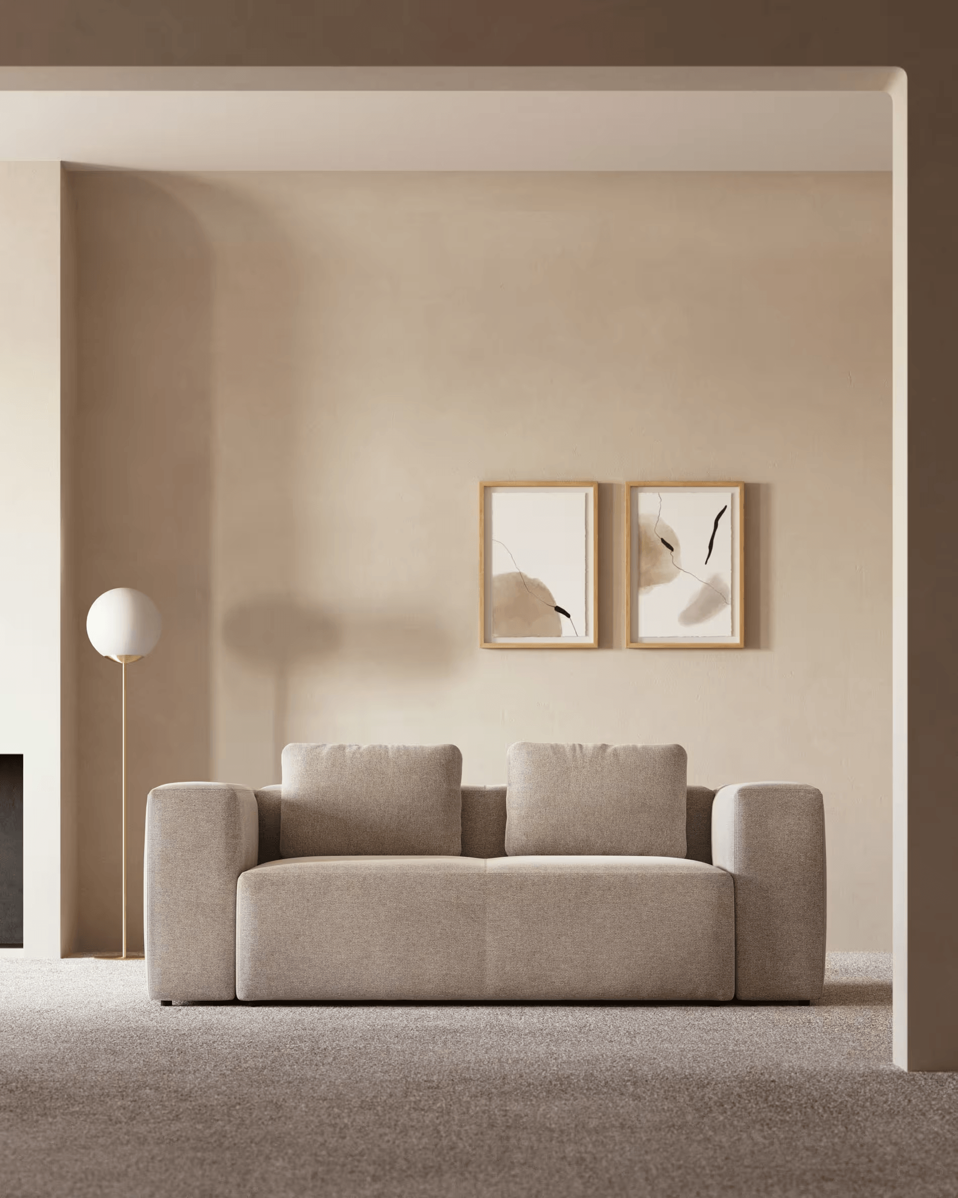 Sofa 2-osobowa BLOK beżowy szenil La Forma Eye on Design