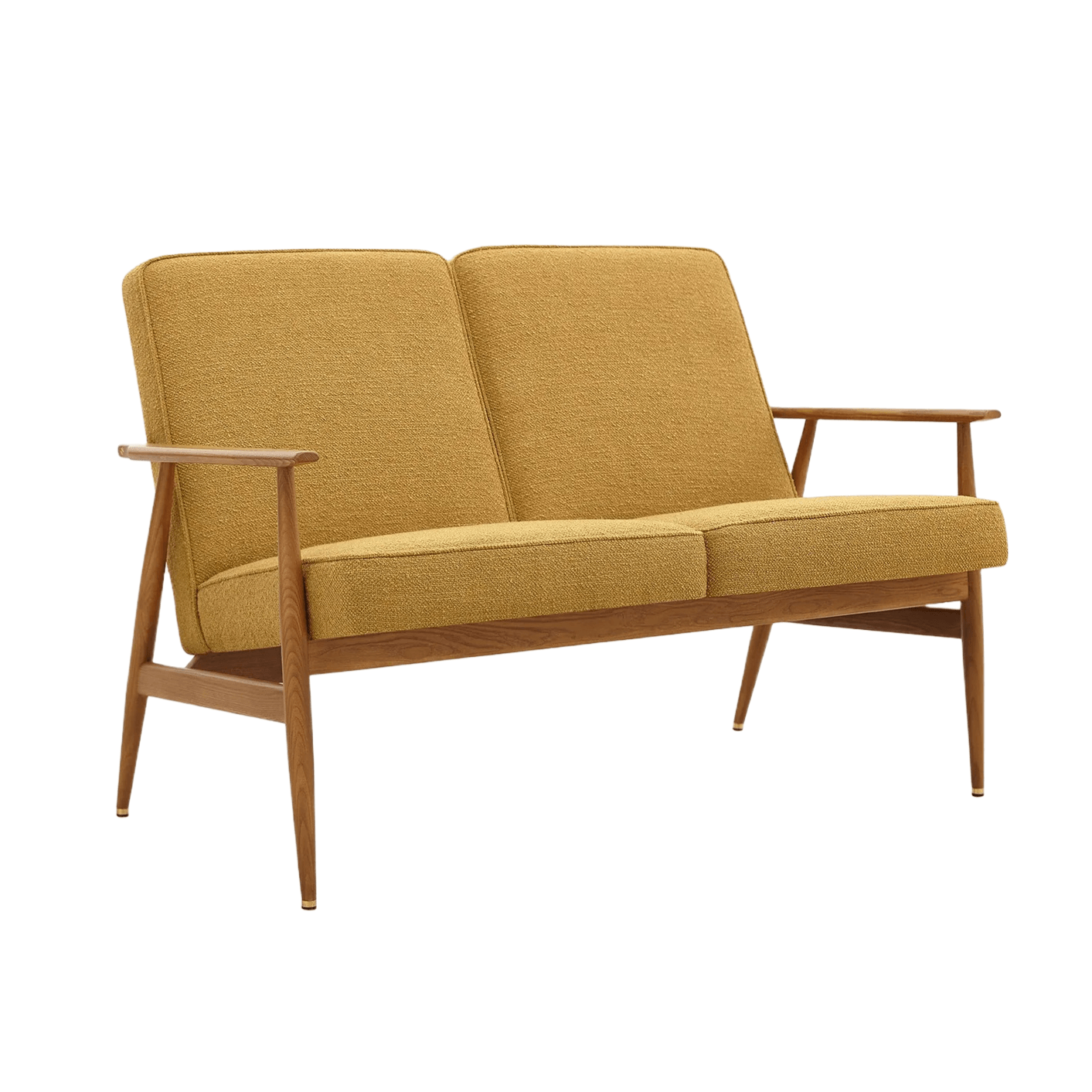 Sofa 2-osobowa dzielona FOX żółty w tkaninie Boucle Mustard 366 concept Eye on Design