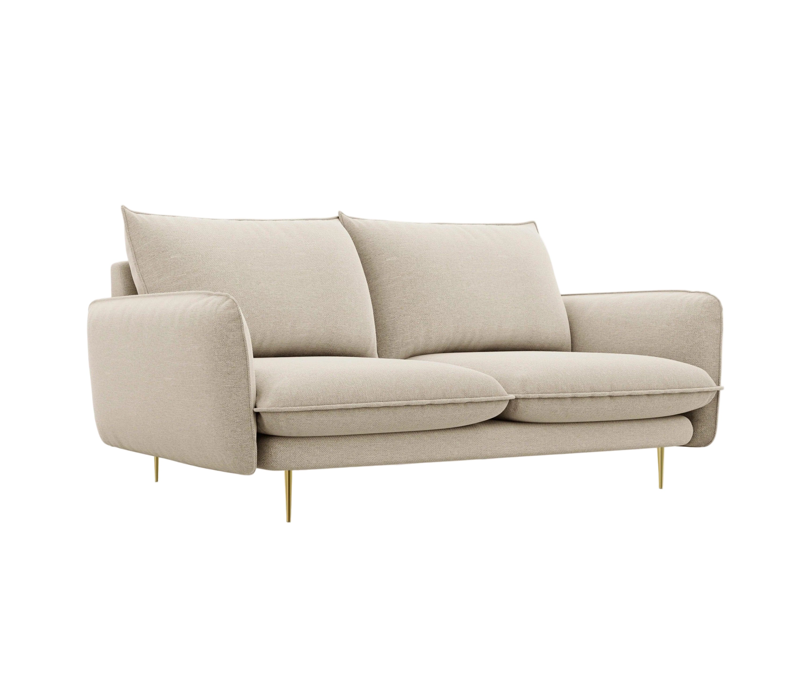 Sofa 2-osobowa VIENNA beżowy ze złotą podstawą Cosmopolitan Design Eye on Design
