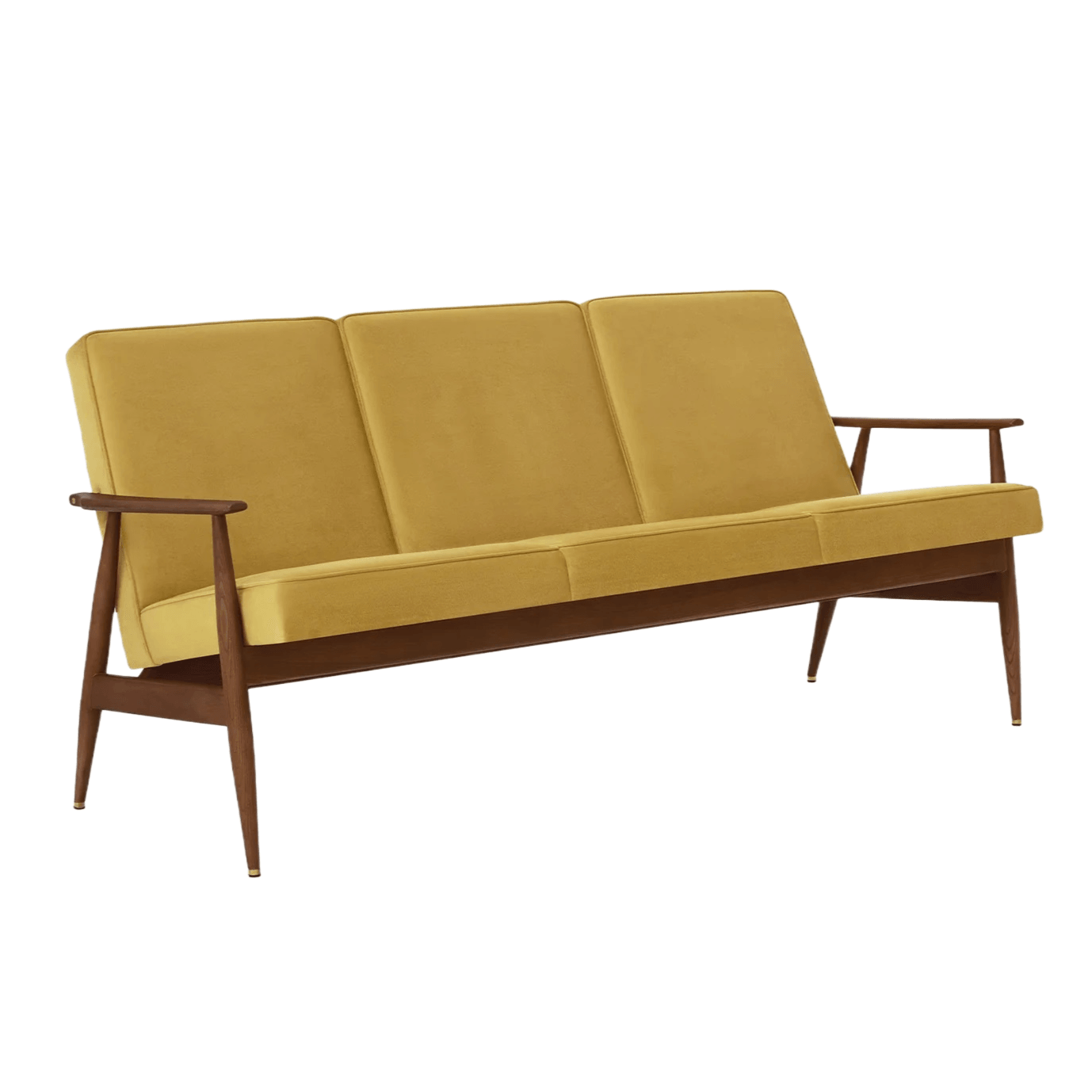 Sofa 3-osobowa dzielona FOX żółty w tkaninie Shine Velvet Mustard 366 concept Jesion-05 Eye on Design