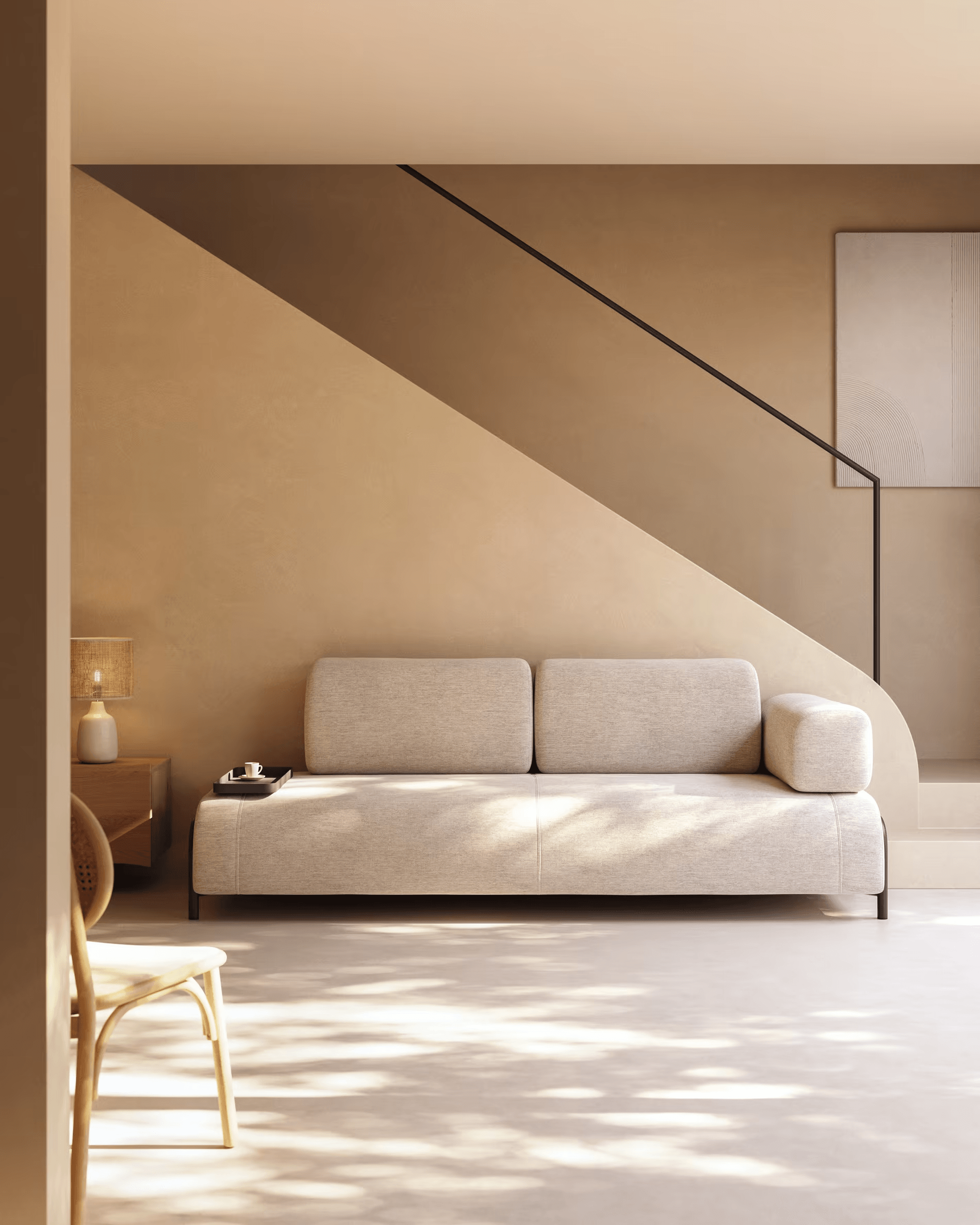 Sofa 3-osobowa modułowa z małą tacką COMPO beżowy La Forma Eye on Design