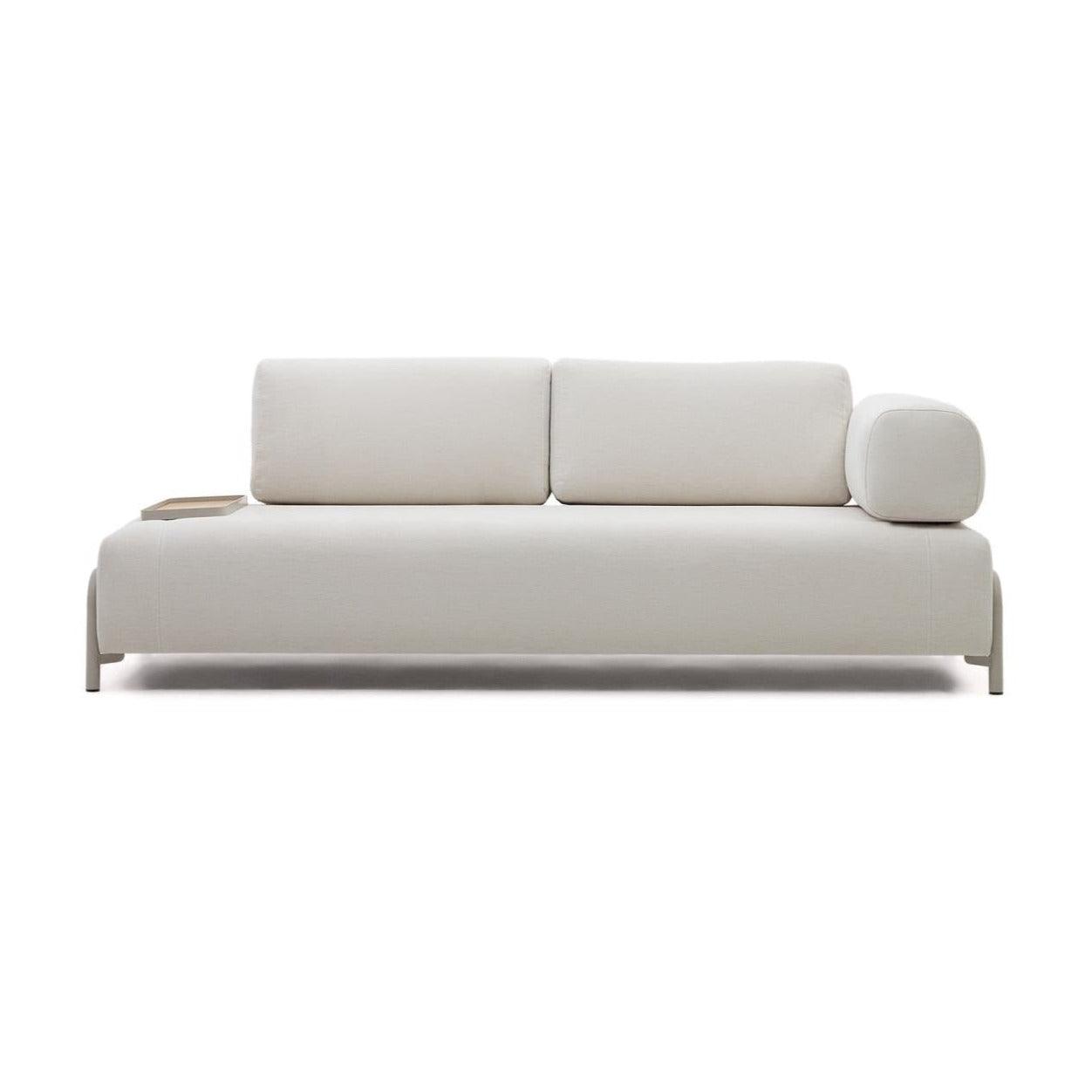 Sofa 3-osobowa modułowa z małą tacką COMPO jasnobeżowy szenil La Forma Eye on Design