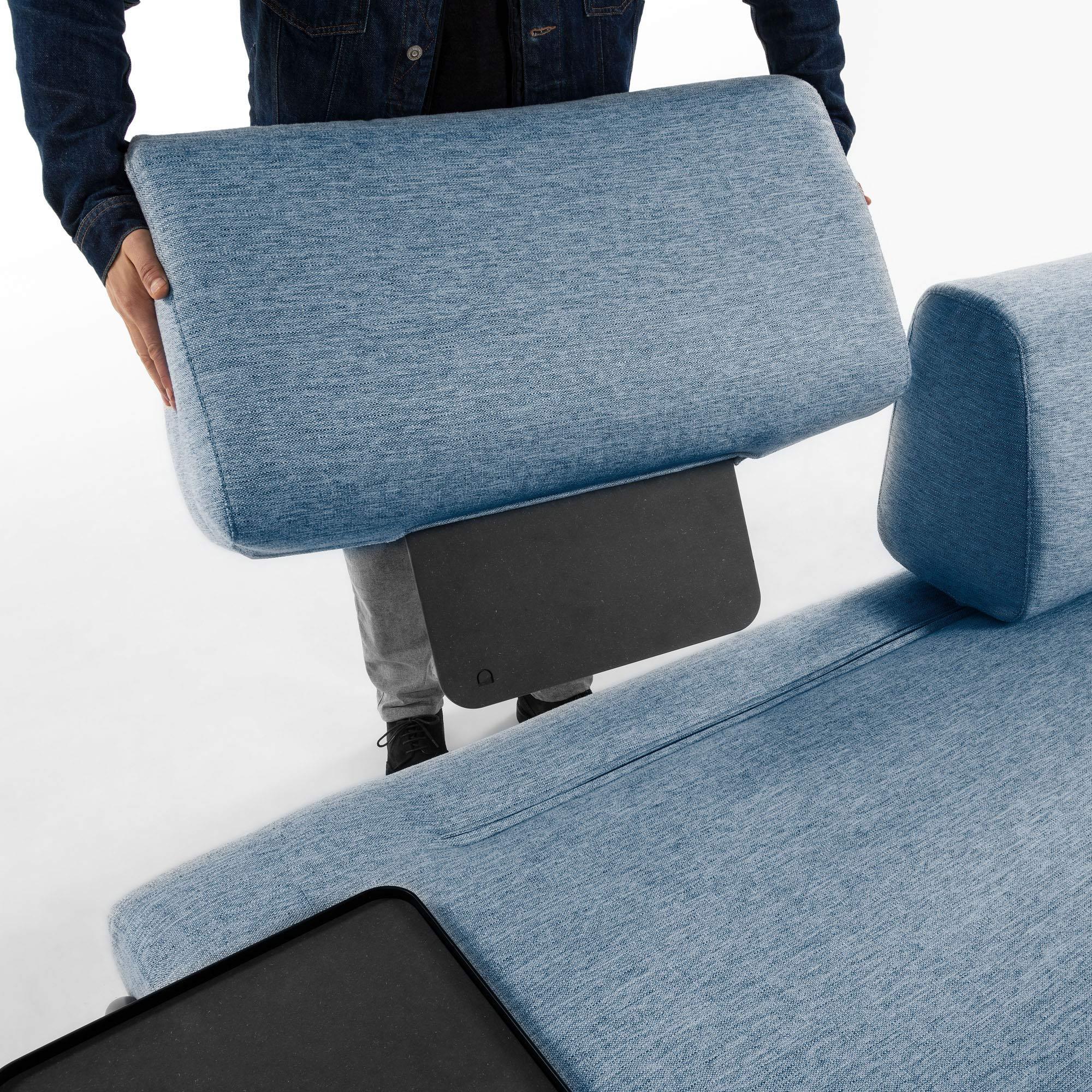 Sofa 3-osobowa modułowa z małą tacką COMPO niebieski La Forma Eye on Design