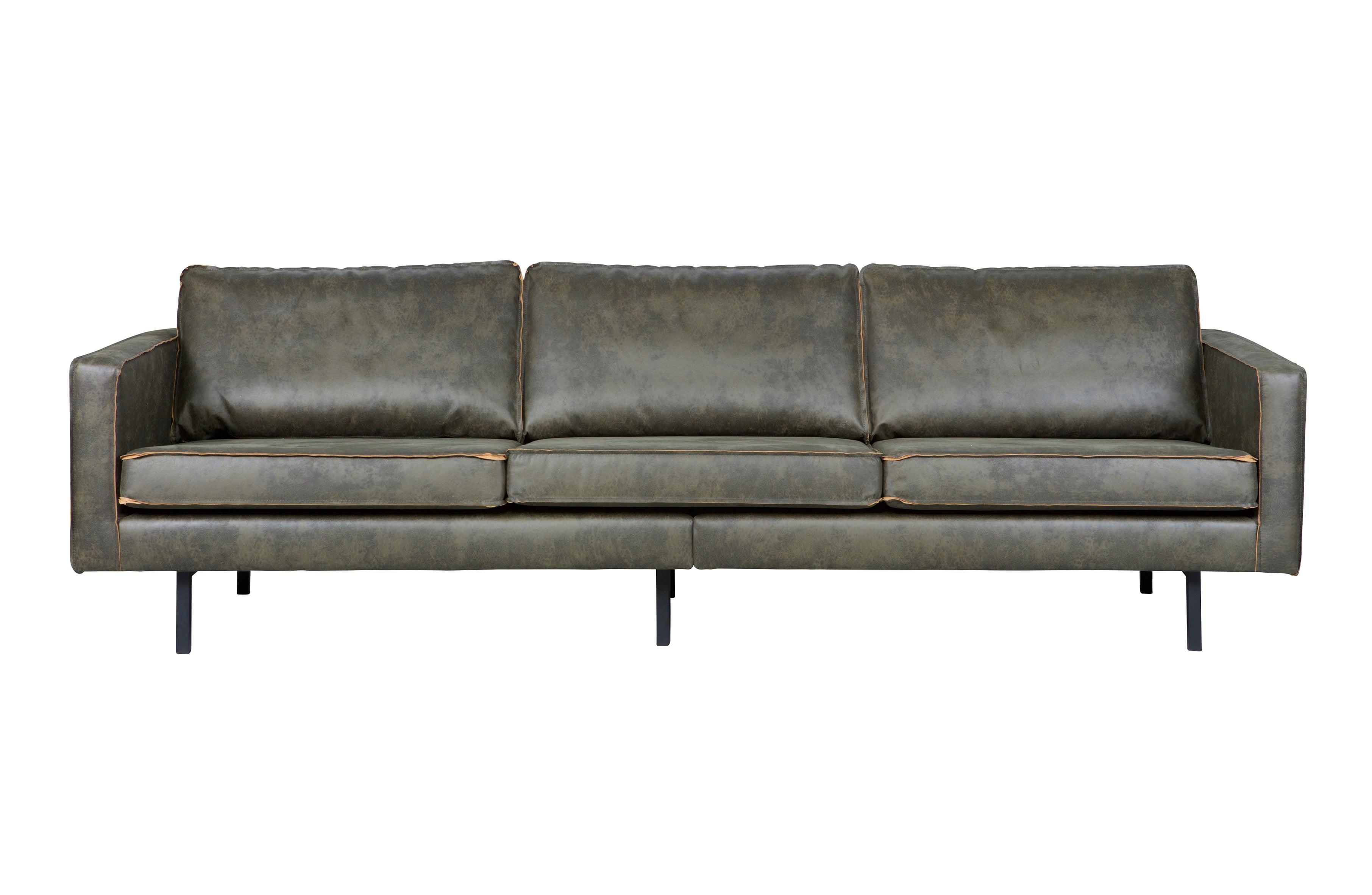 Sofa 3-osobowa skórzana RODEO wojskowa zieleń Be Pure Eye on Design